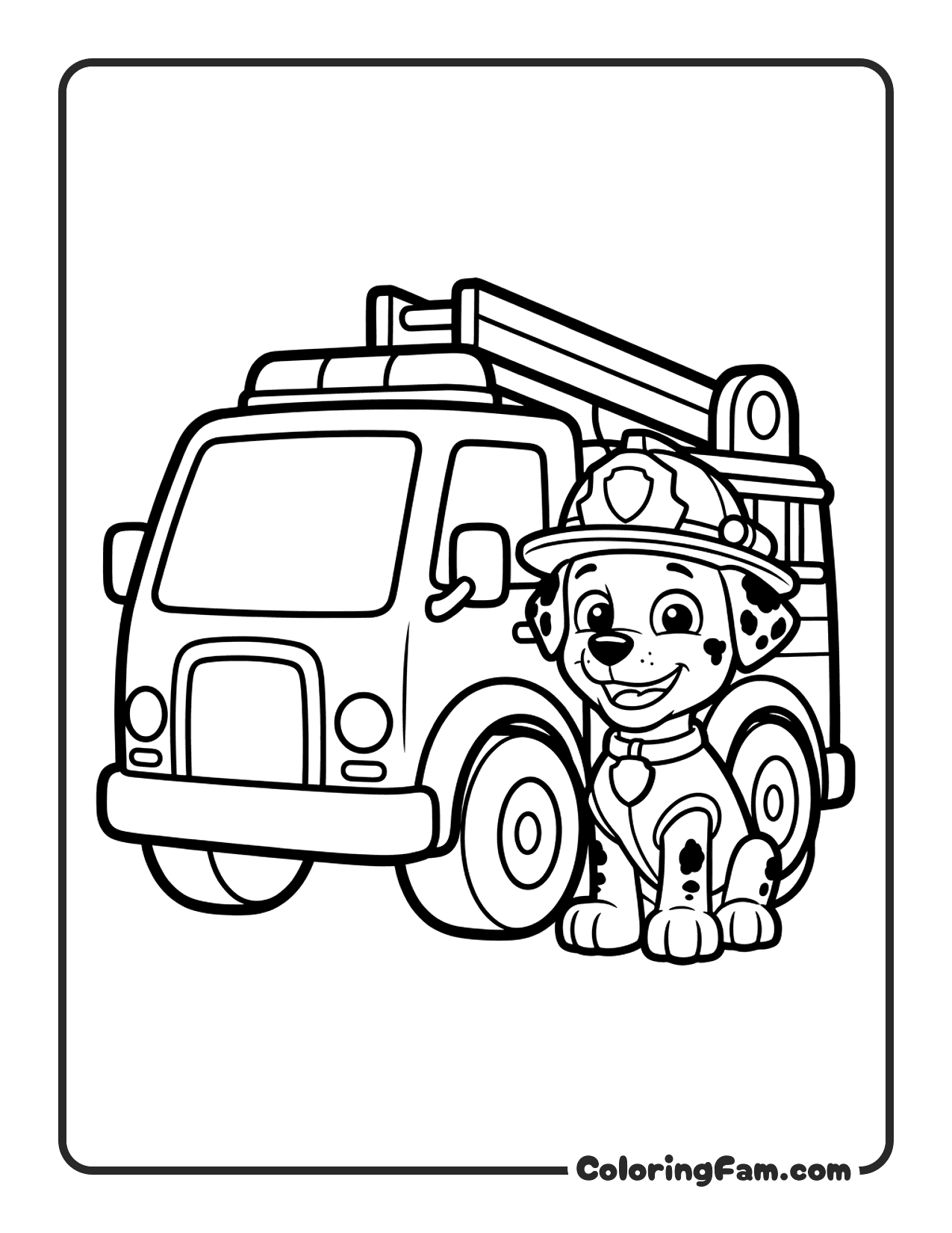 Marshall With Fire Truck coloring page