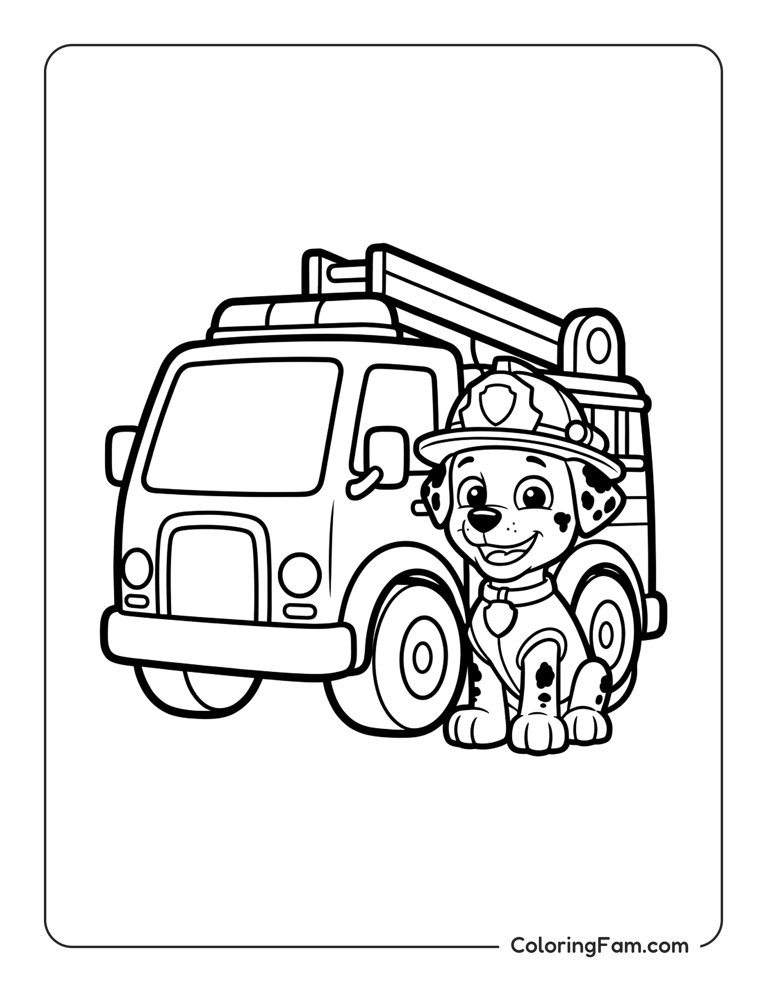 Marshall With Fire Truck coloring page