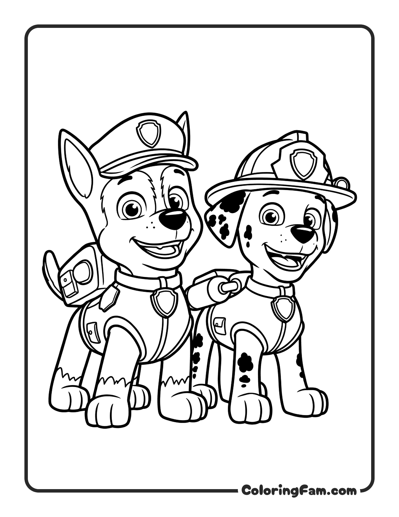 Paw Patrol Chase Marshall coloring page