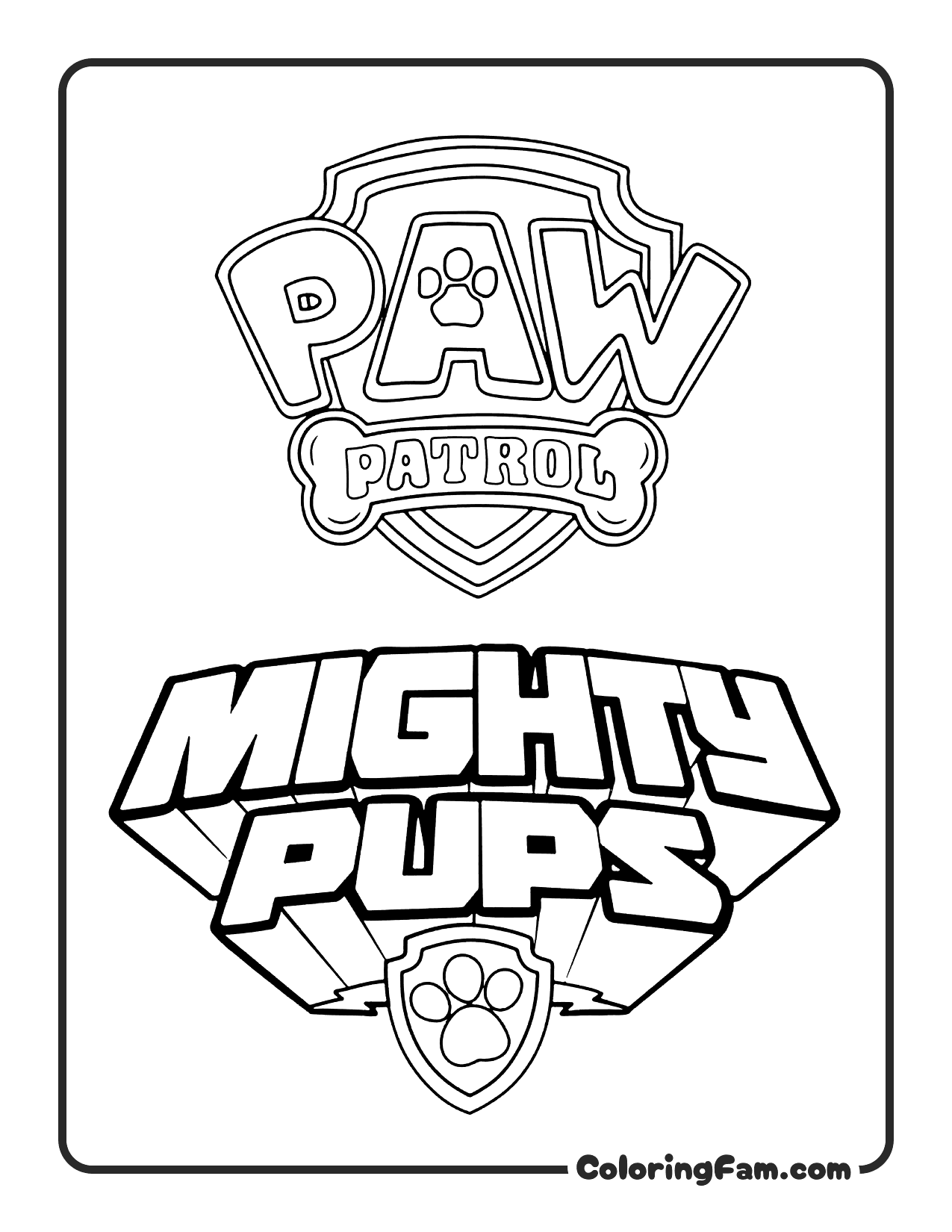 Paw Patrol Mighty Pups Logo coloring page