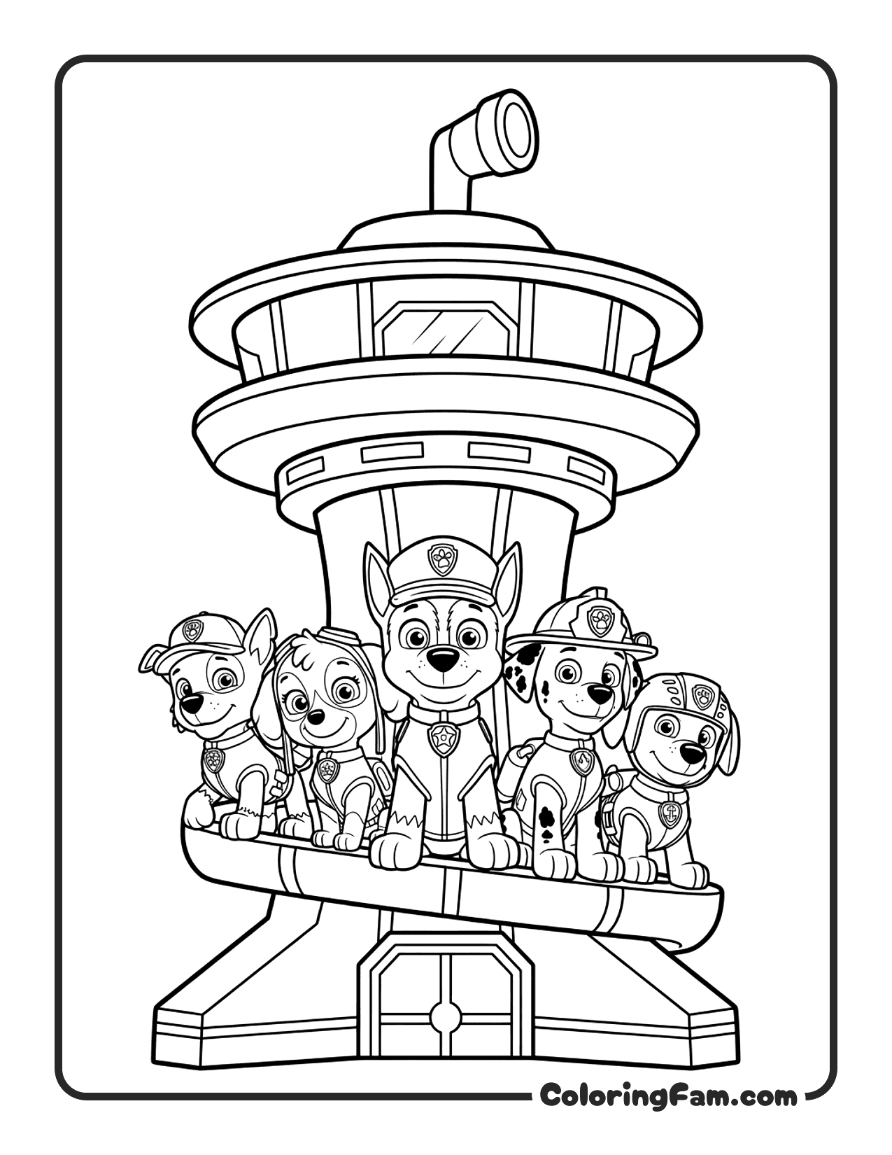 Paw Patrol Team At Lookout coloring page