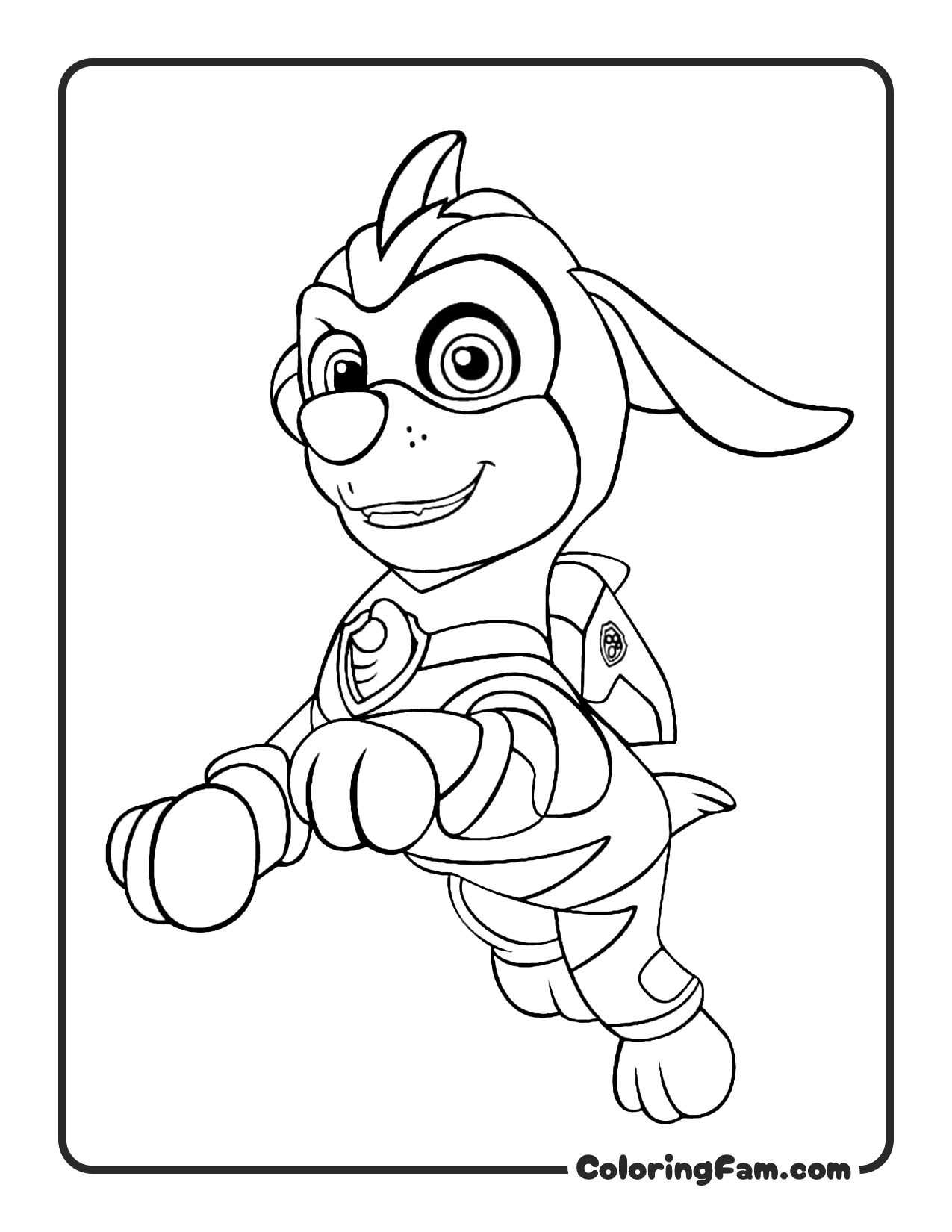 Rocky Mighty Pup Running coloring page