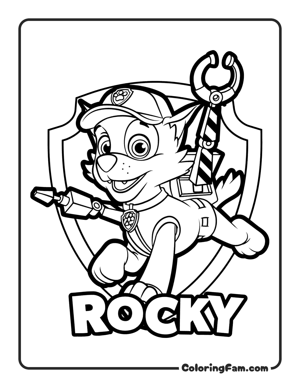 Rocky Recycling Action coloring page