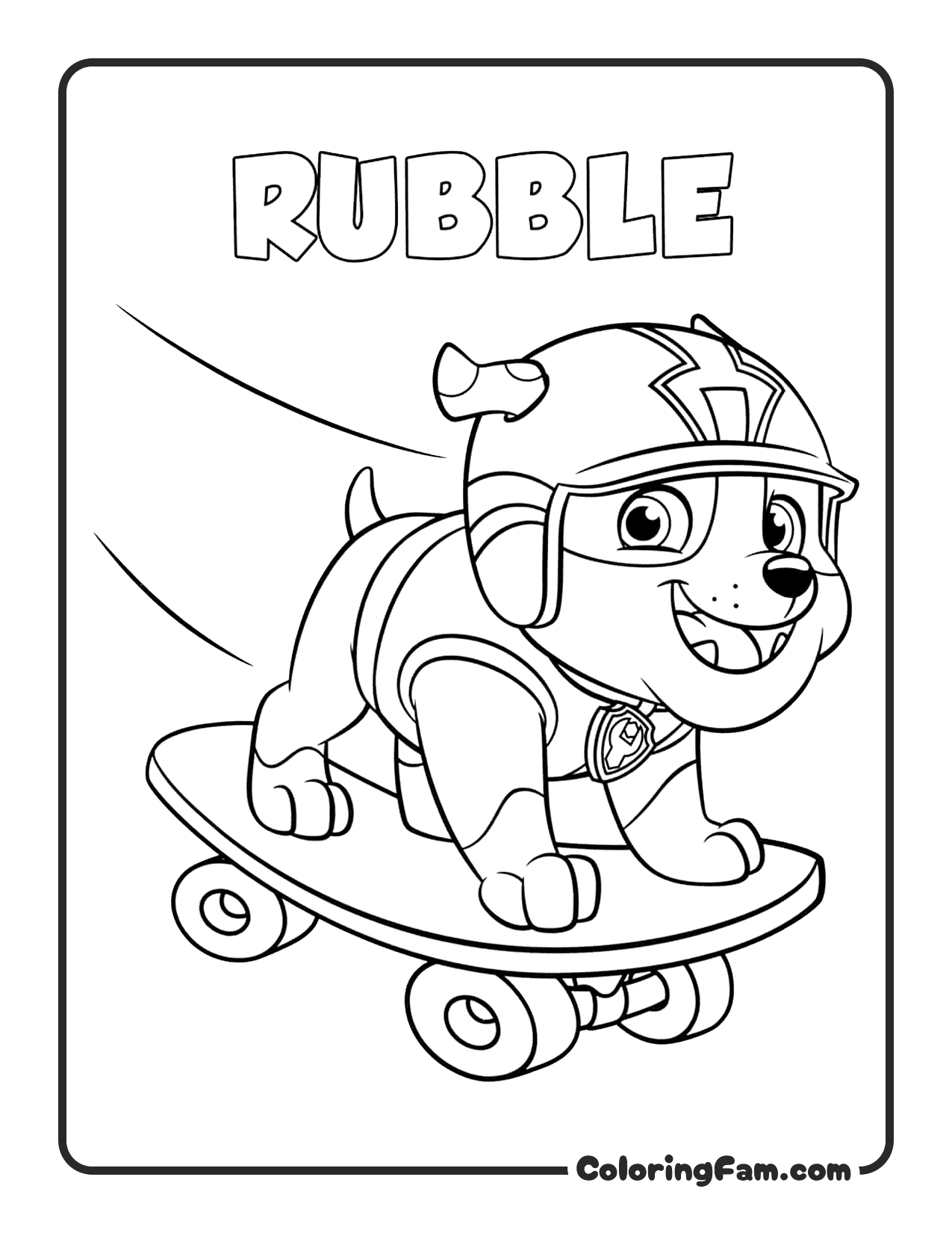 Rubble Skateboarding Helmet coloring page