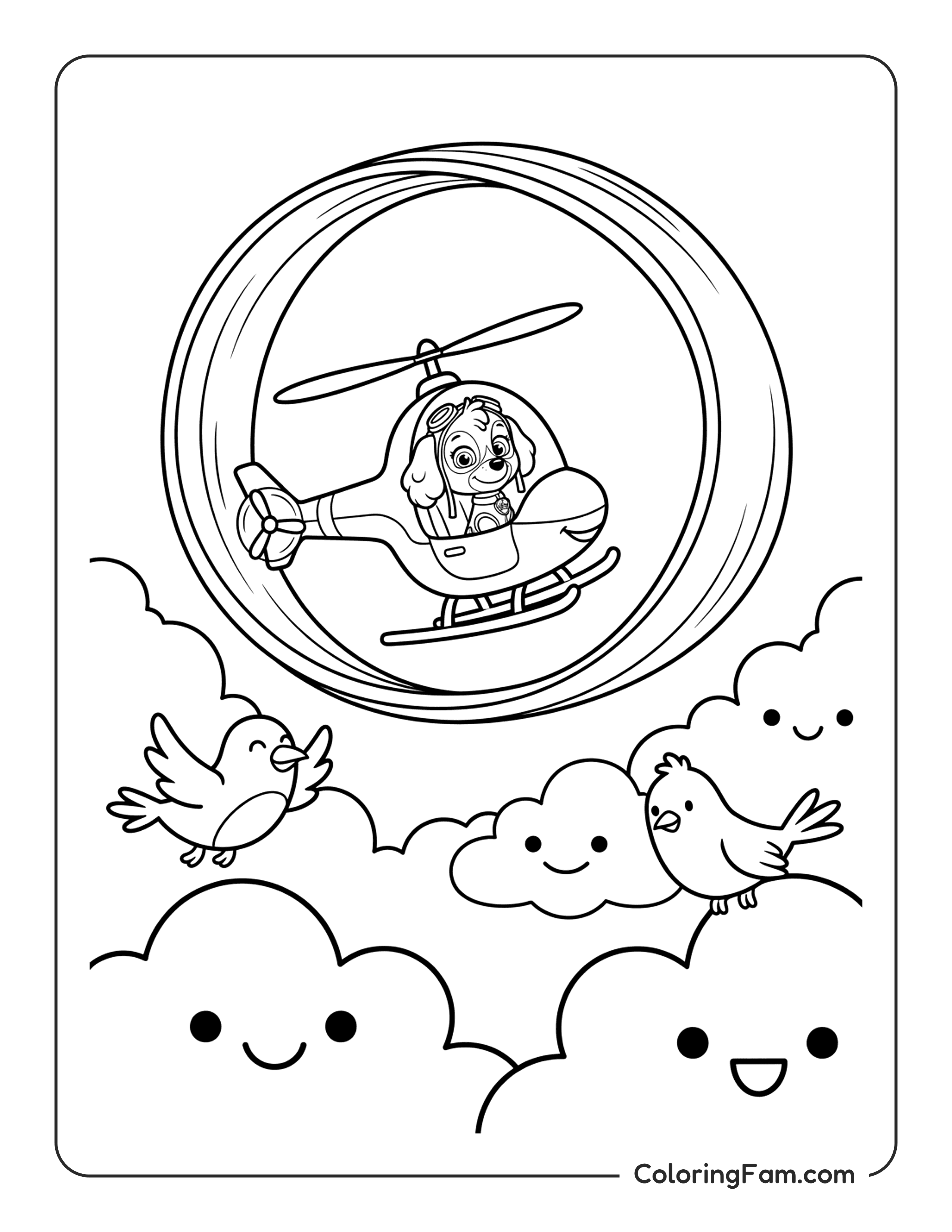 Skye Flying Helicopter Coloring Page Coloringfam coloring page