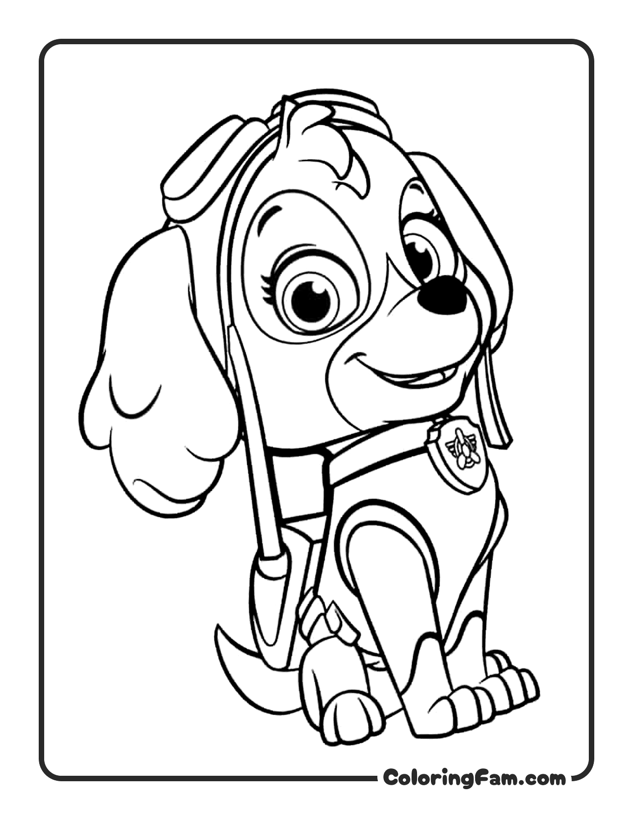Skye Sitting Cute Close Up coloring page