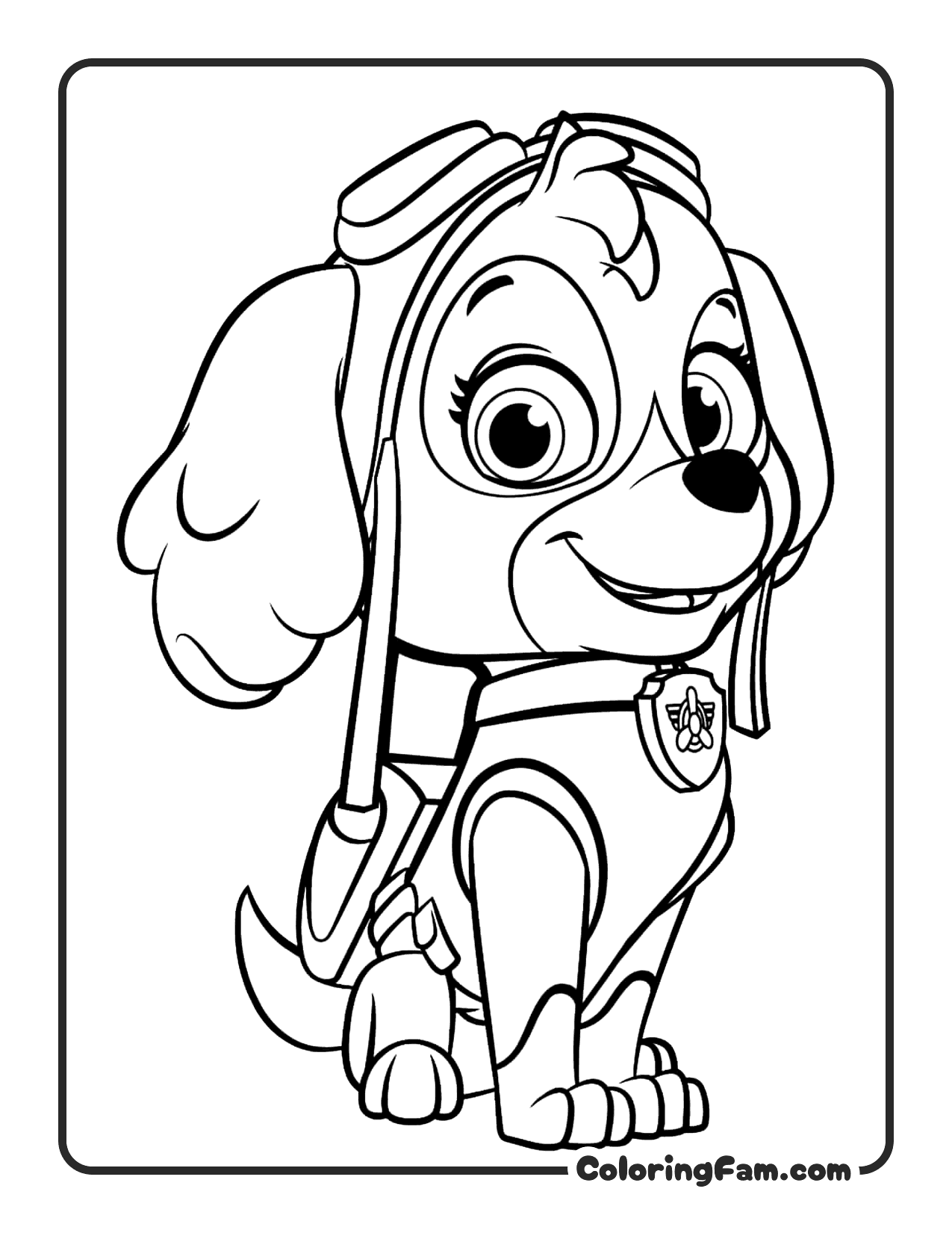Skye Sitting With Goggles coloring page