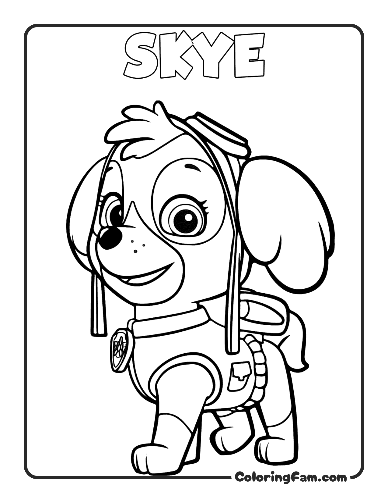 Skye Walking With Gear coloring page