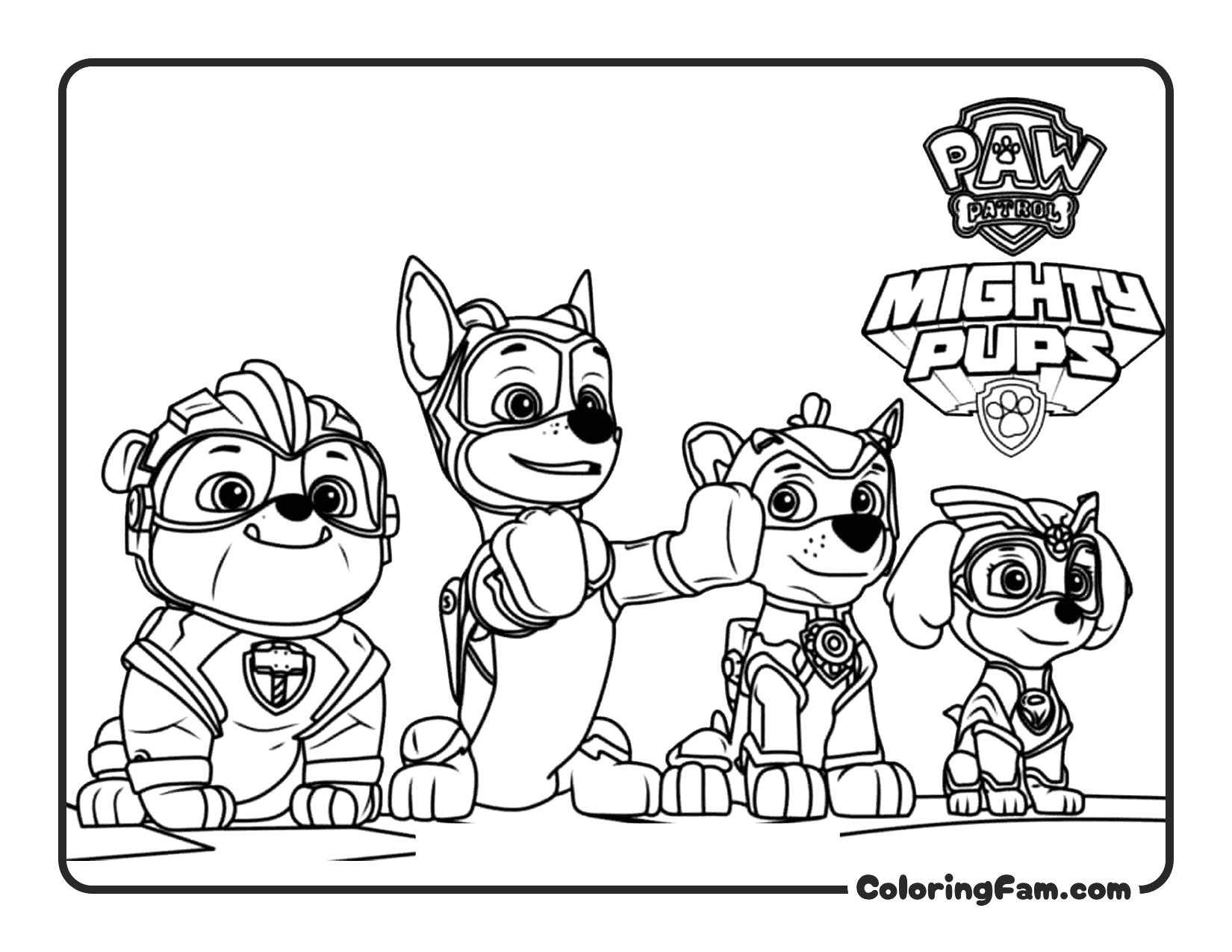 Team Mighty Pups Four coloring page