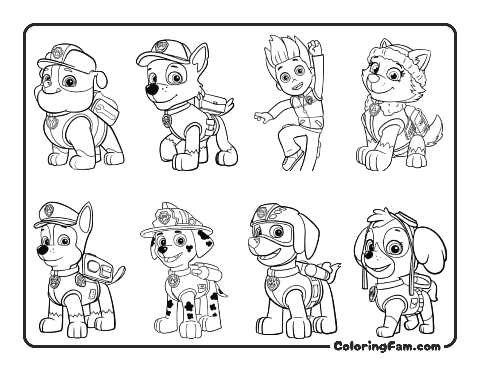 Team Mighty Pups Lineup coloring page