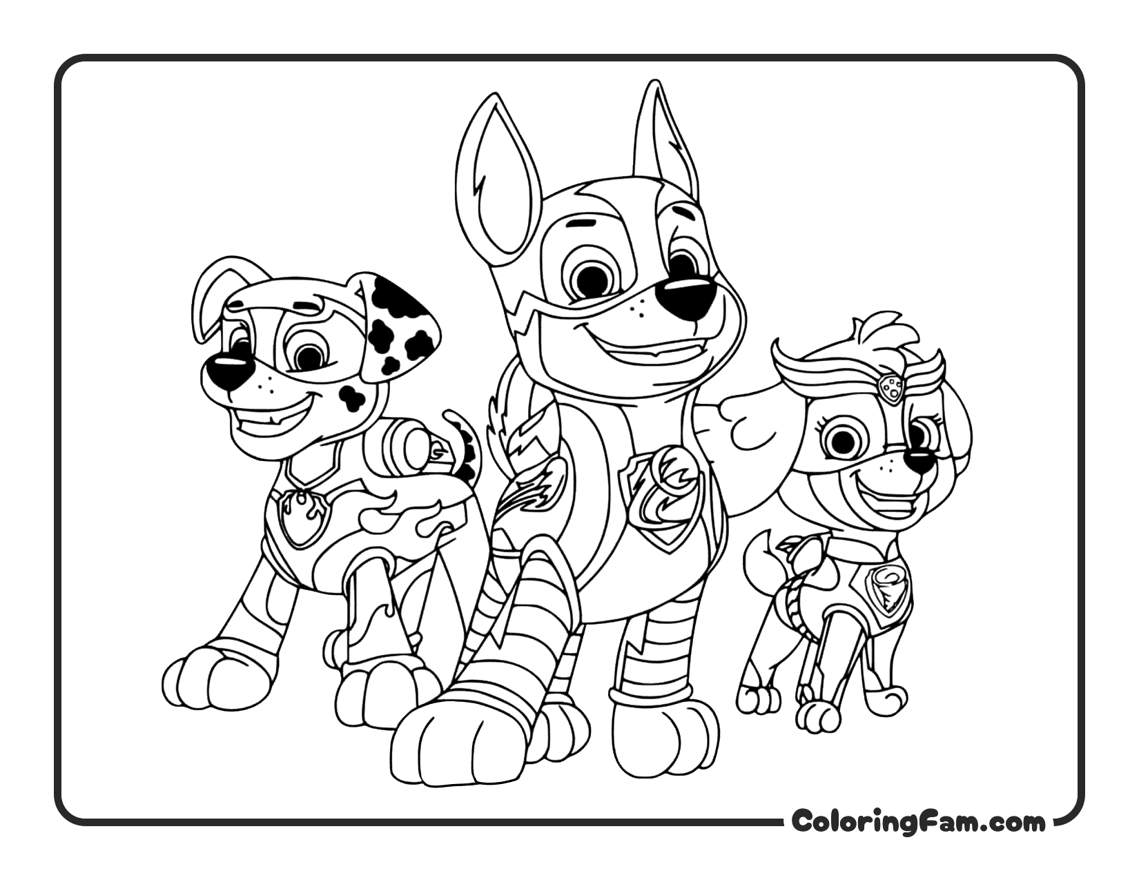 Team Mighty Pups Trio coloring page