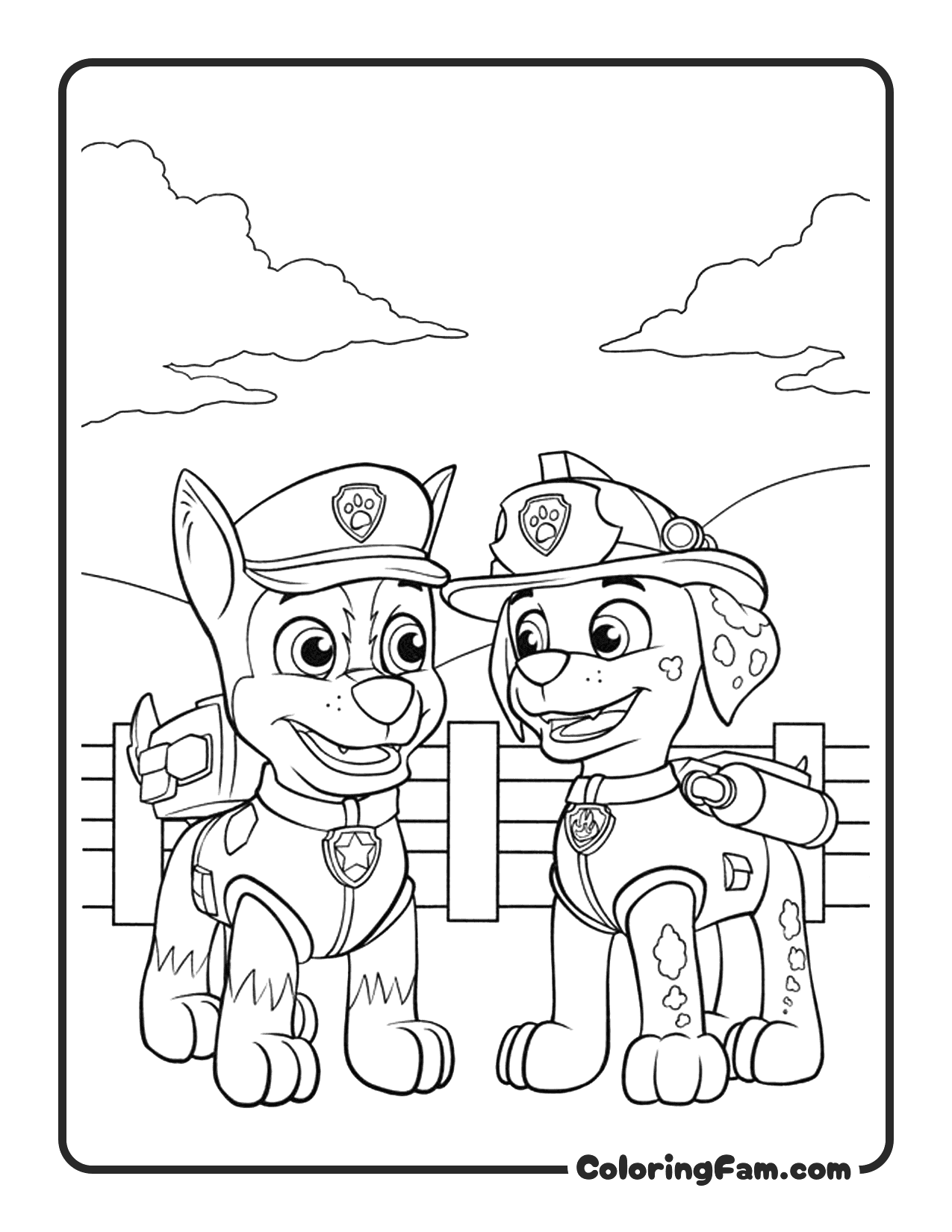 Team Pups Group Standing coloring page