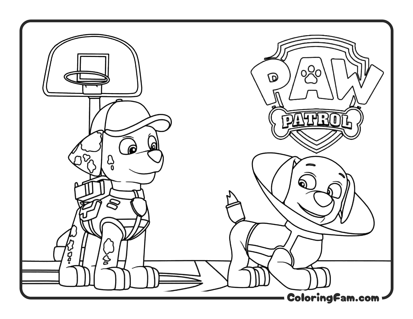 Team Rocky Rubble Basketball coloring page