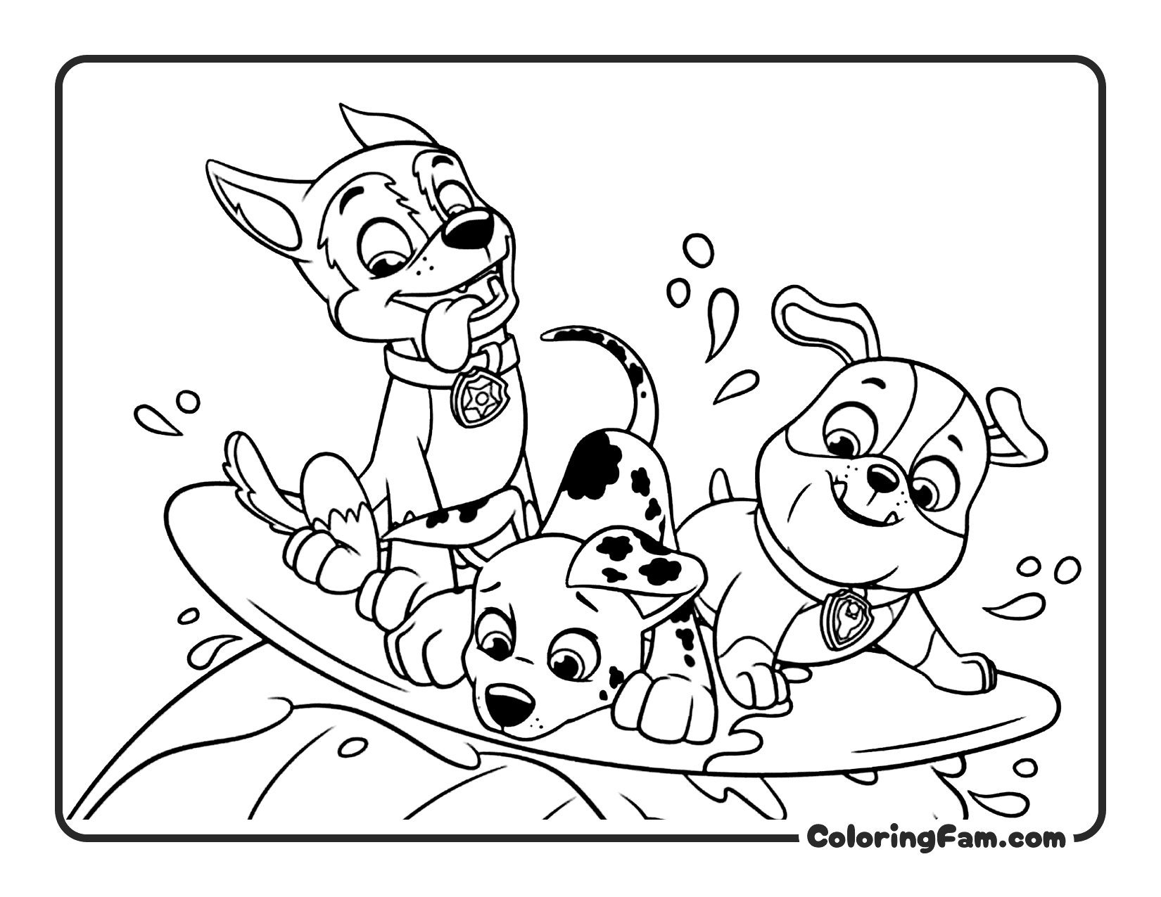 Team Surfing Adventure coloring page