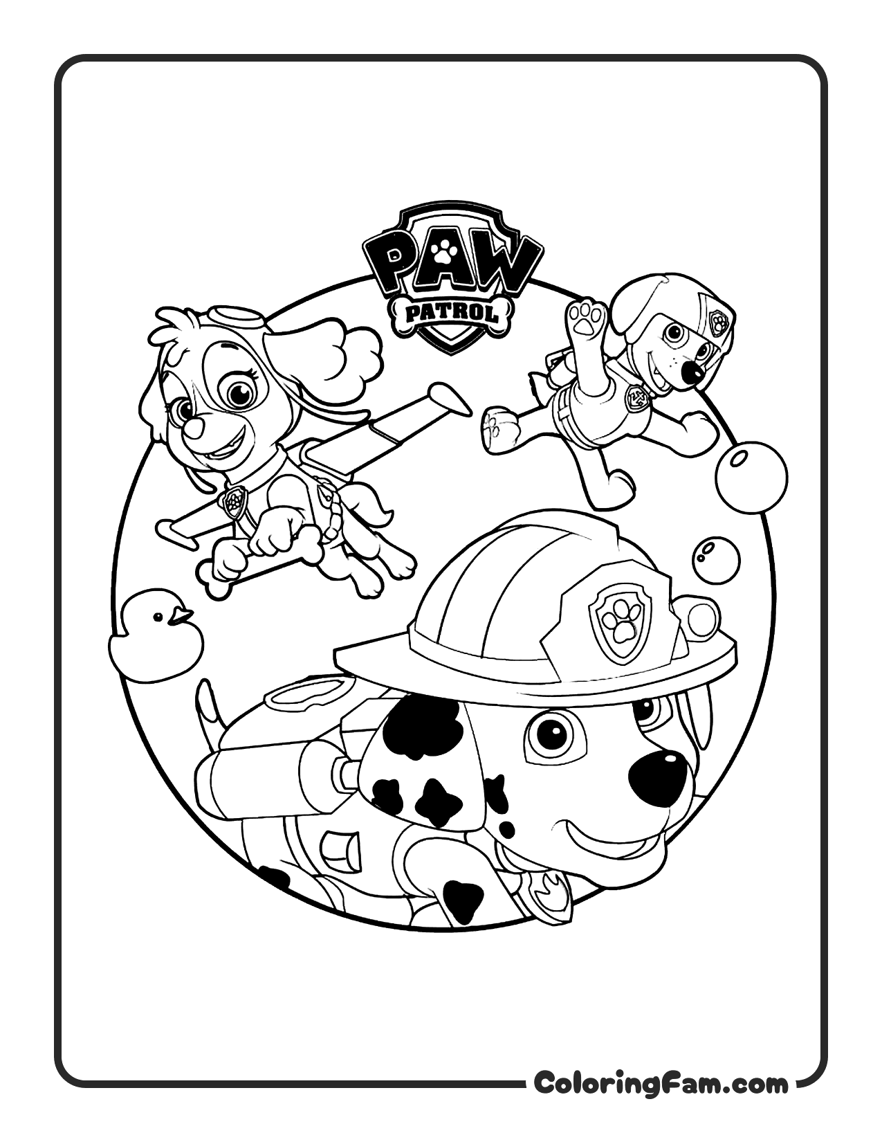 Team Three Pups Circle coloring page
