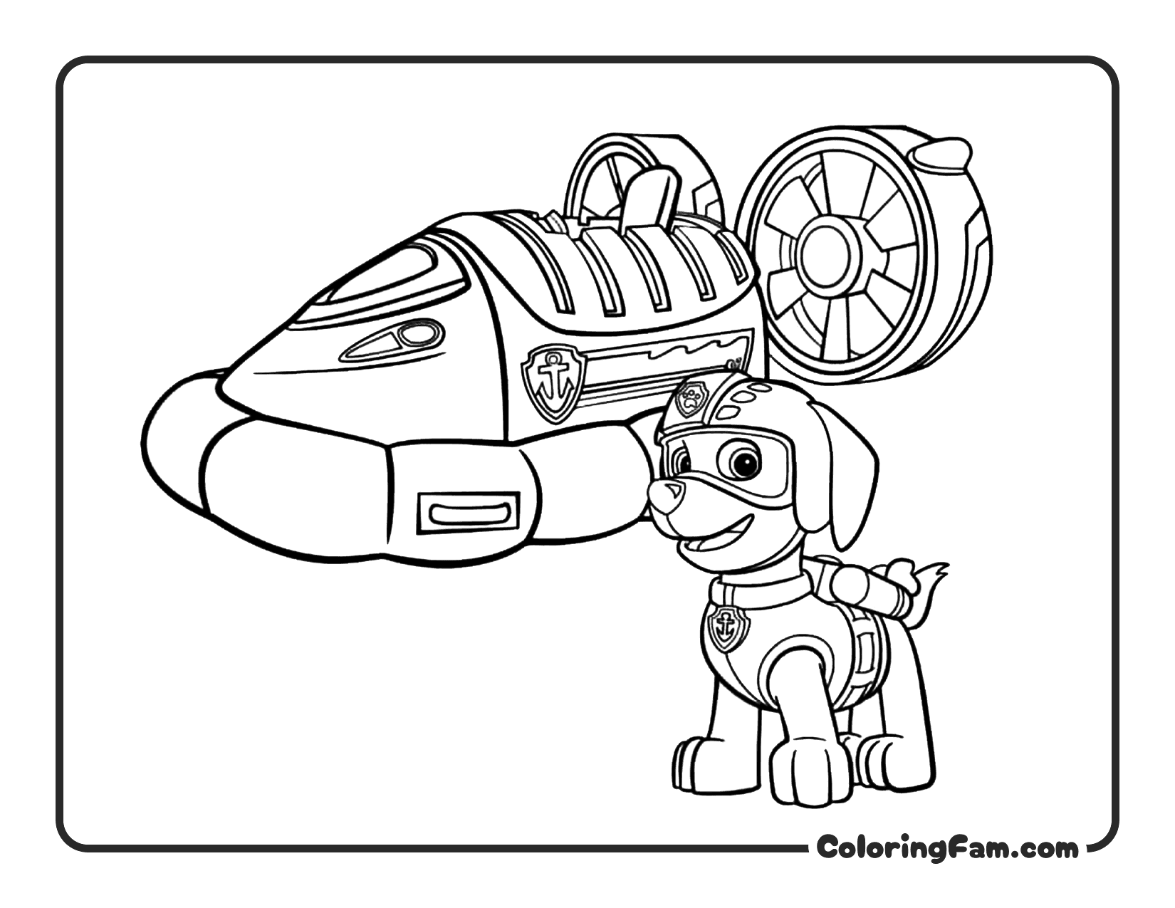 Zuma With Hovercraft coloring page