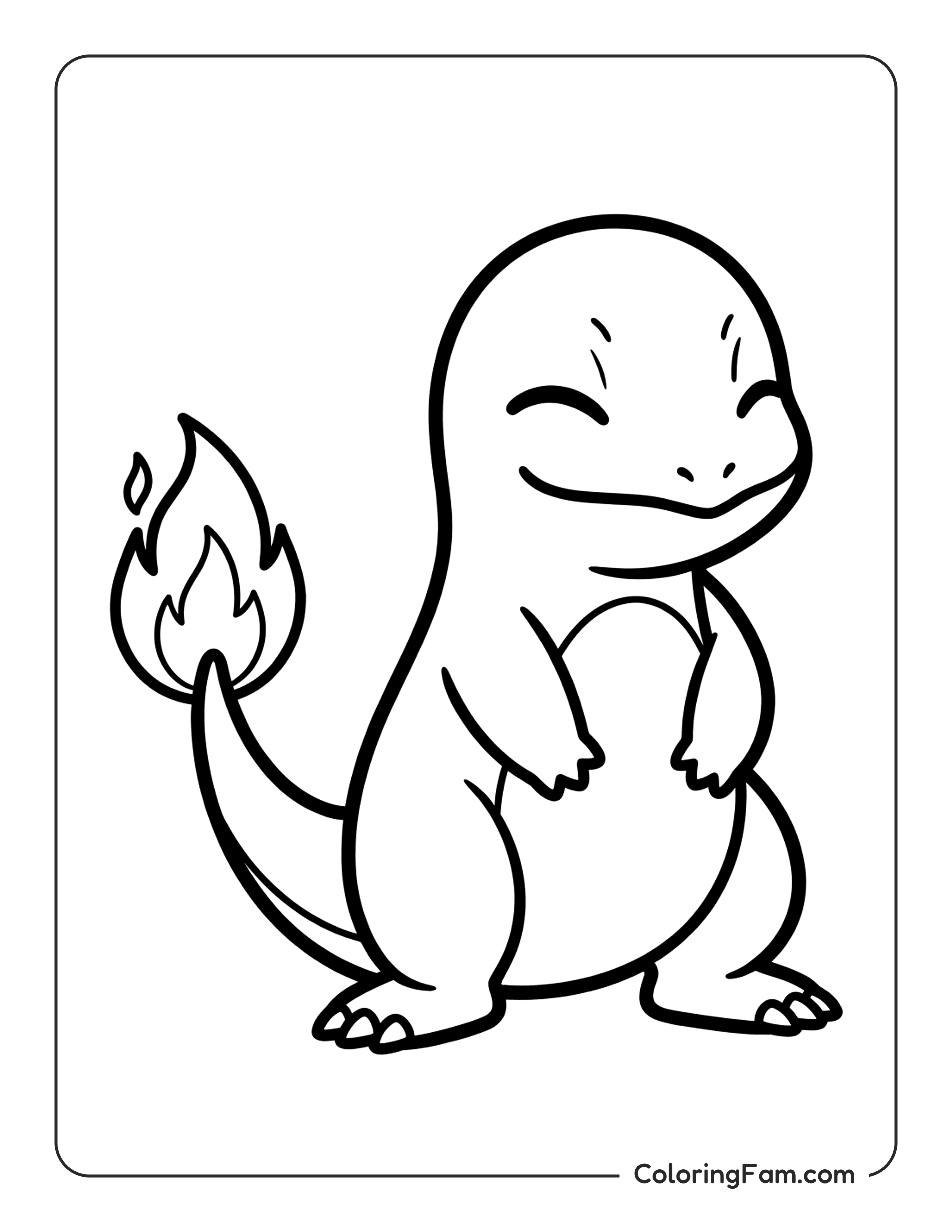 Charmander Sitting With Its Flame Tail Glowing coloring page