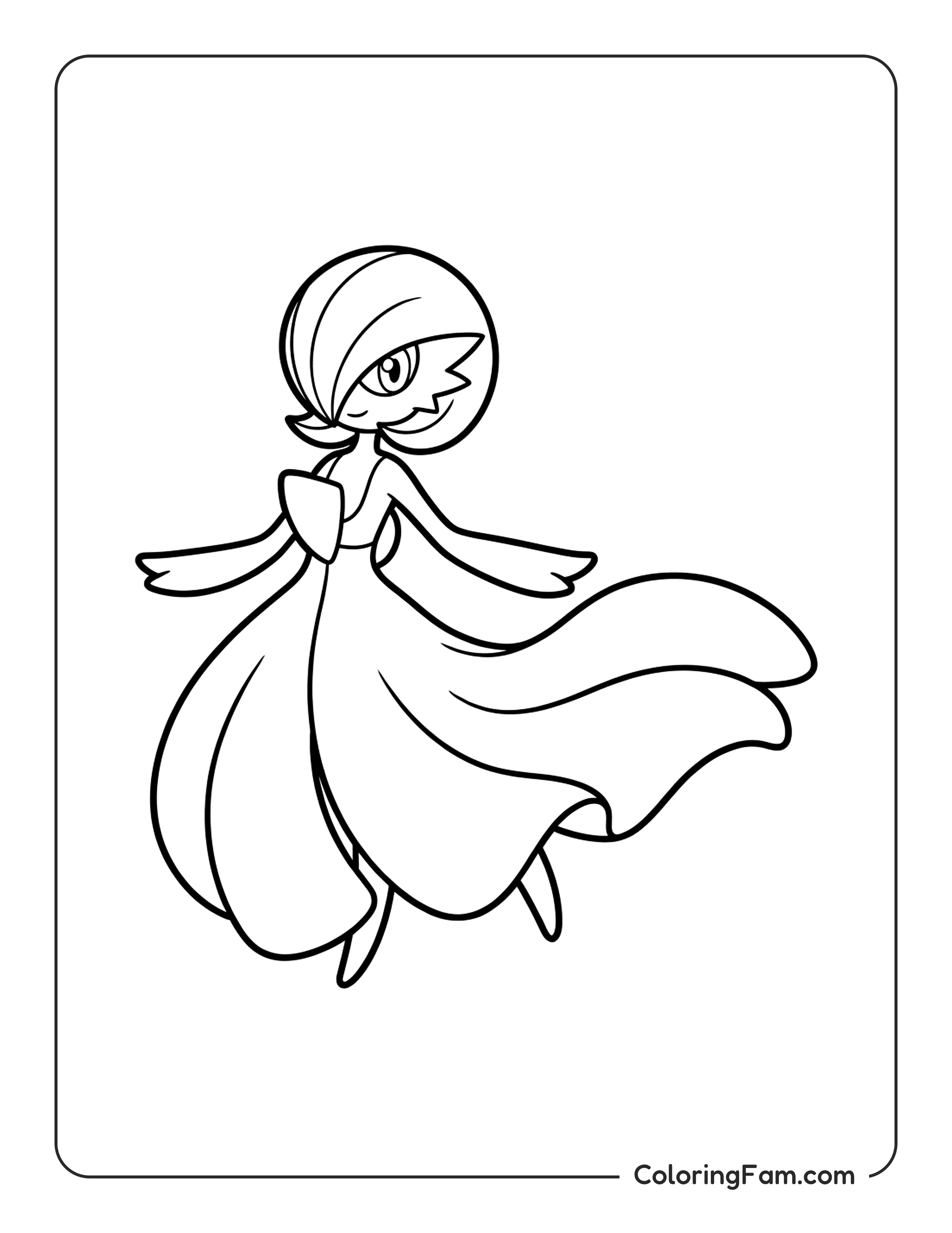 Gardevoir Dancing Gracefully With Flowing Dress coloring page
