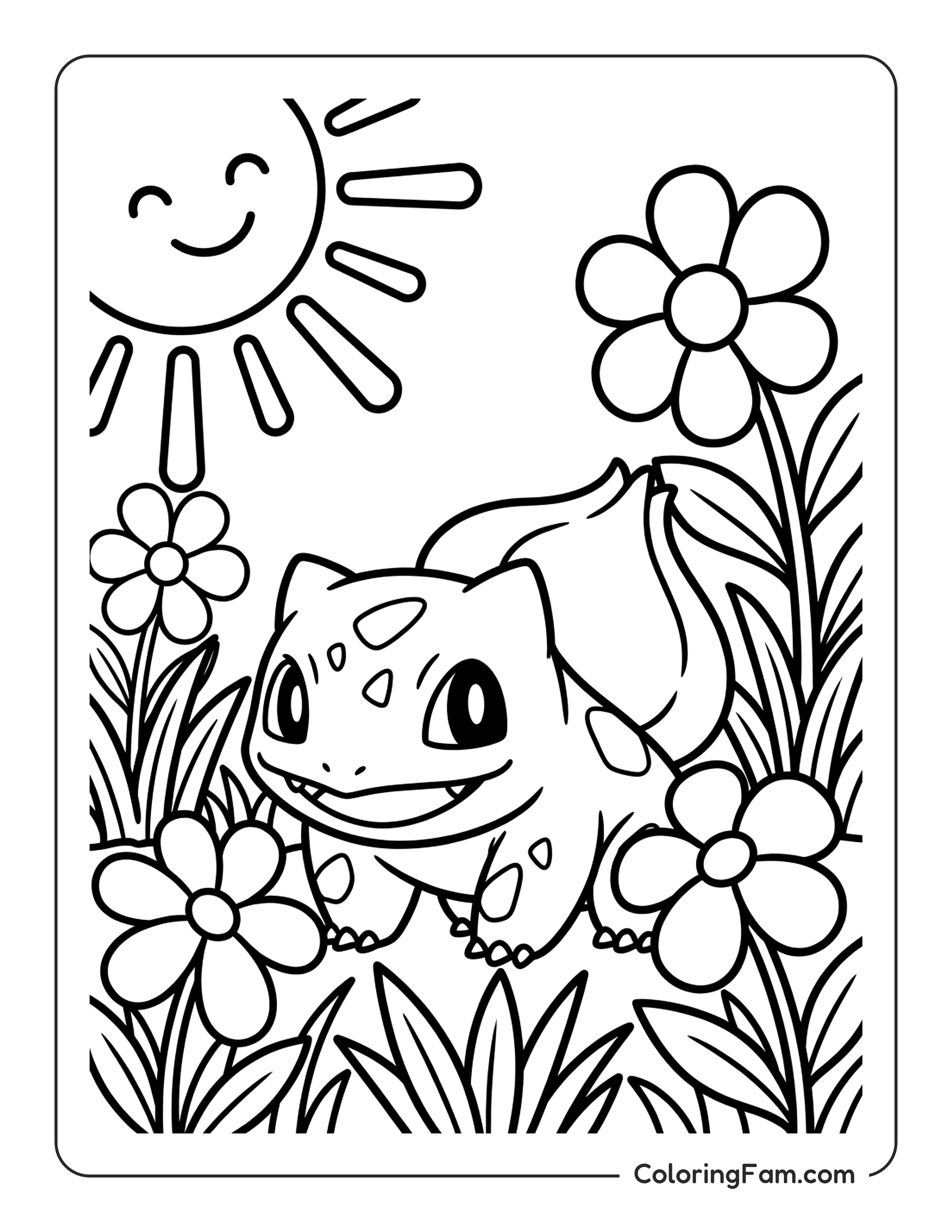 Bulbasaur Among Flowers coloring page