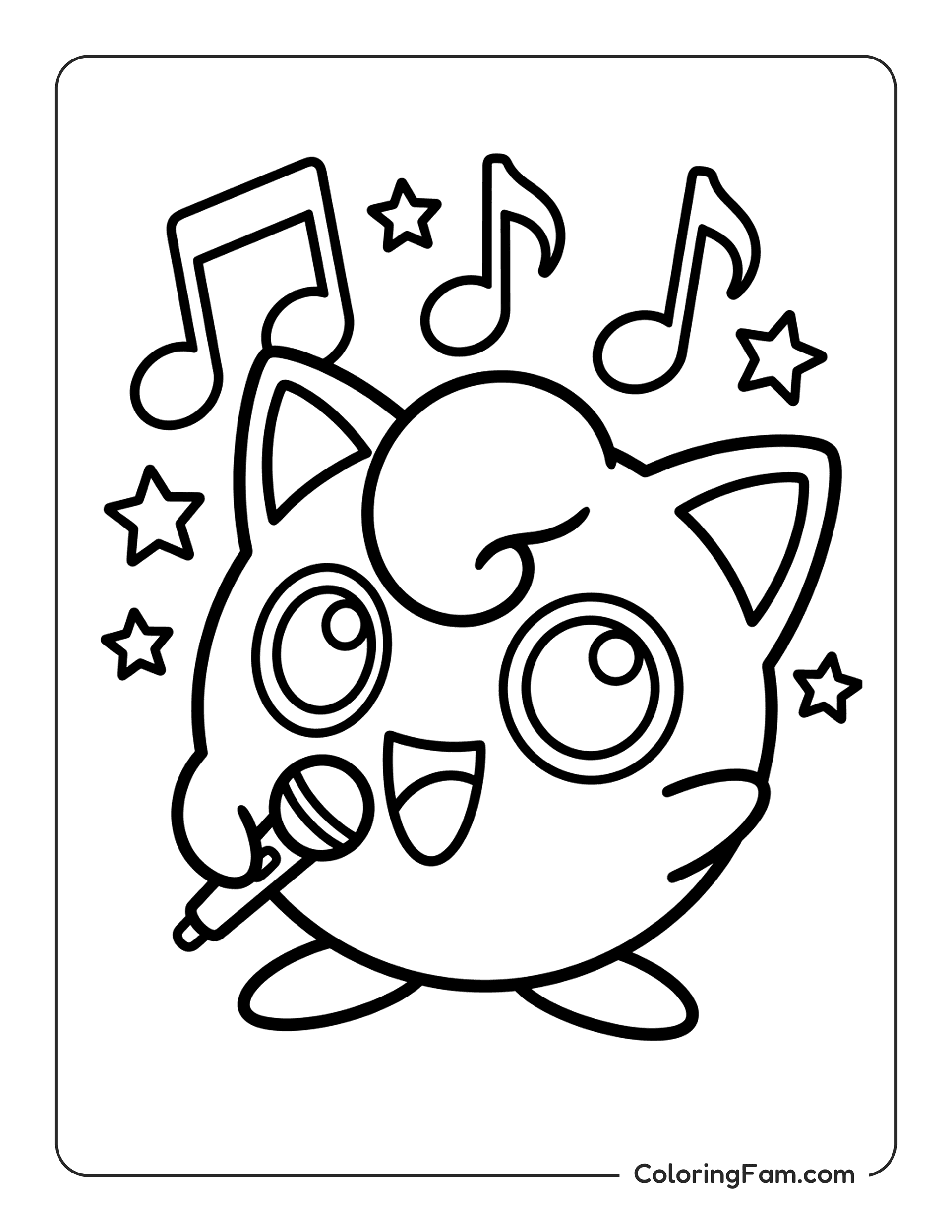 Jigglypuff Singing Microphone coloring page
