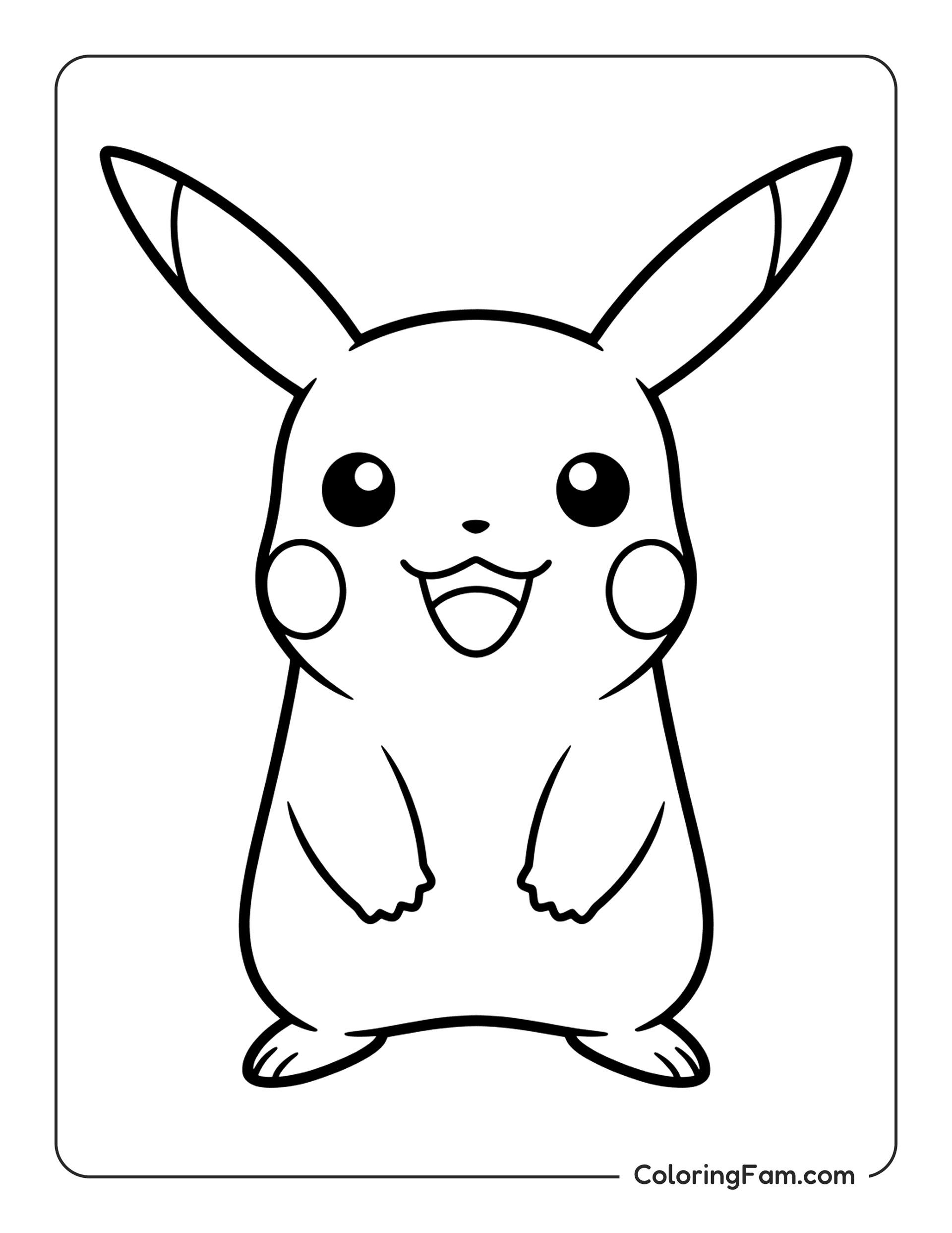 Pikachu Standing Smiling coloring page