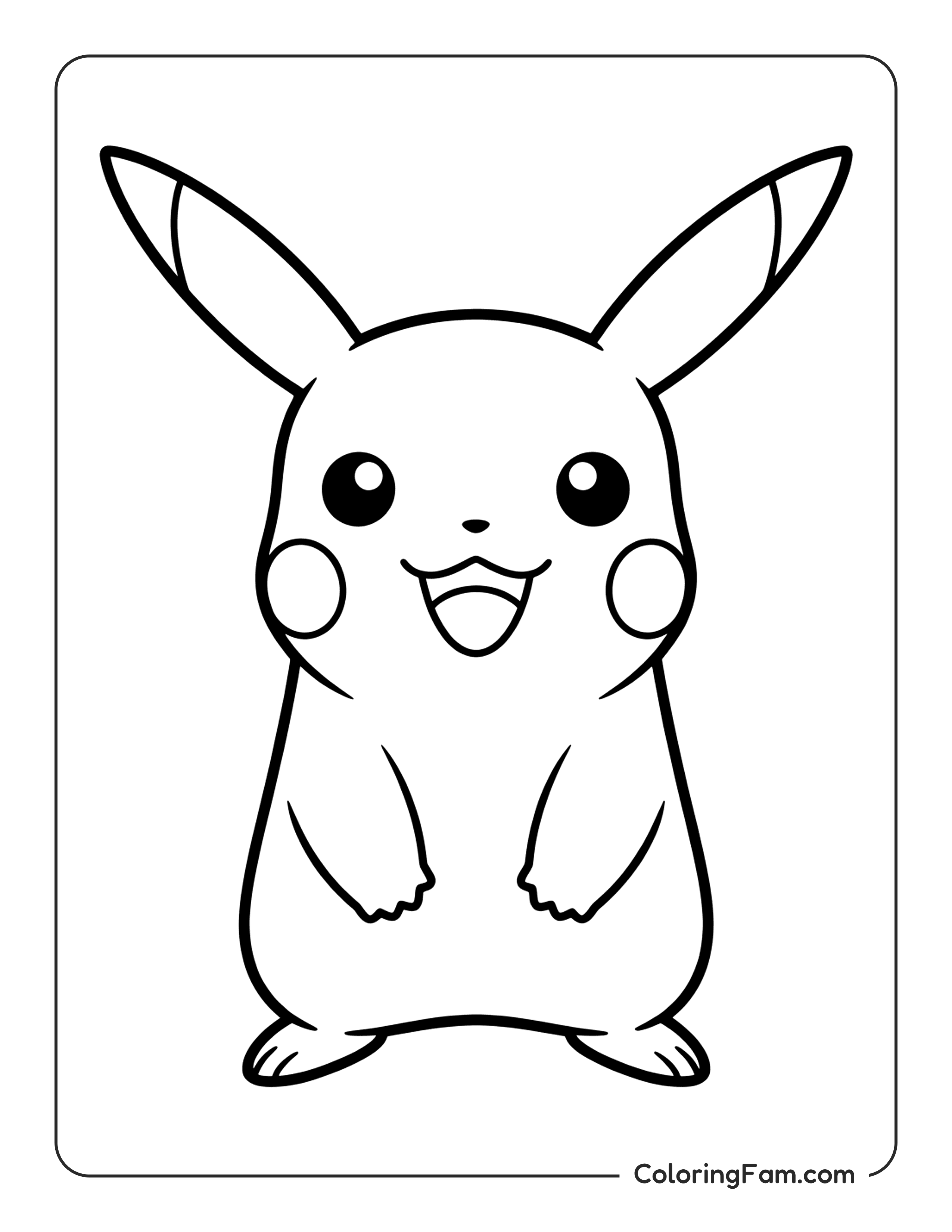 Pikachu Standing Smiling coloring page