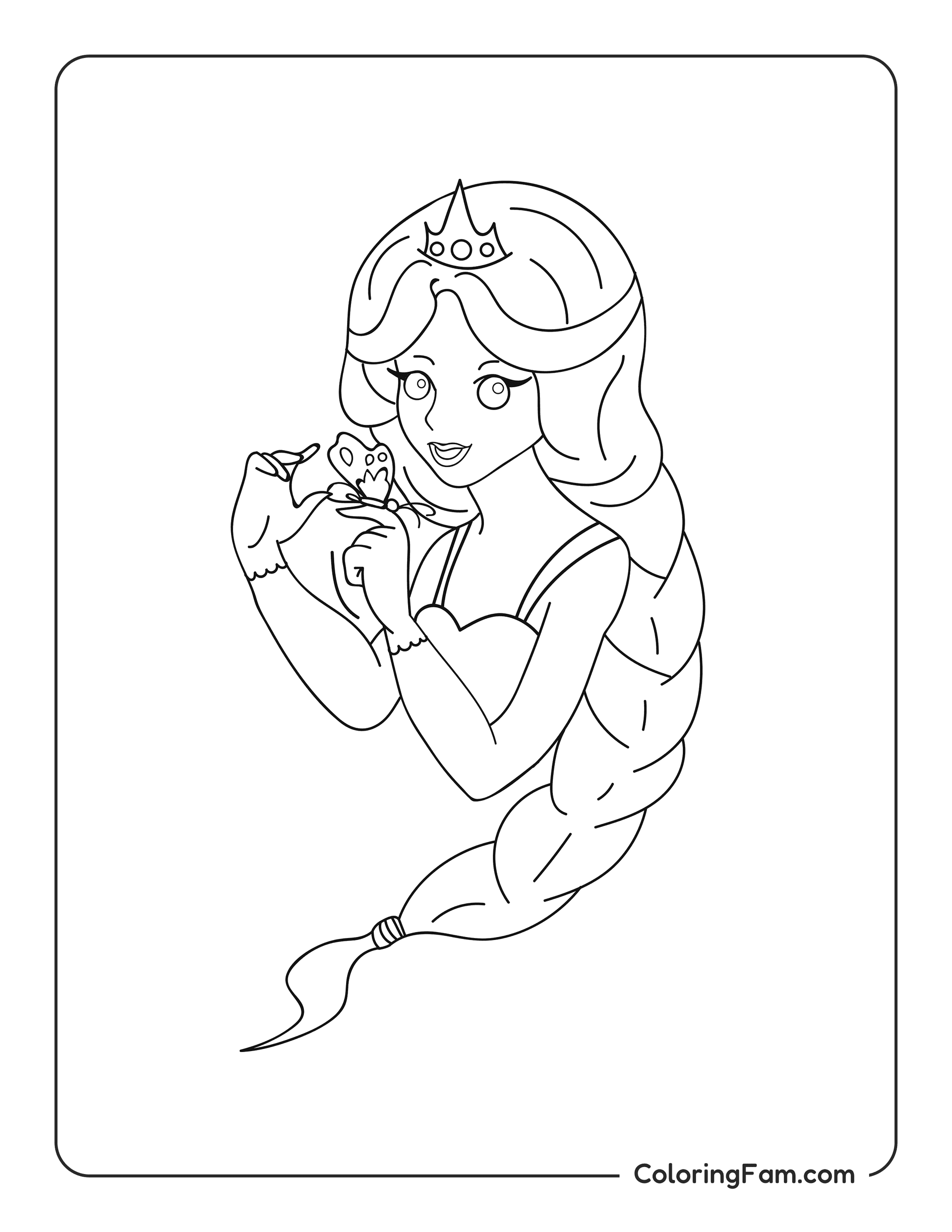 Princess holding a butterfly coloring page