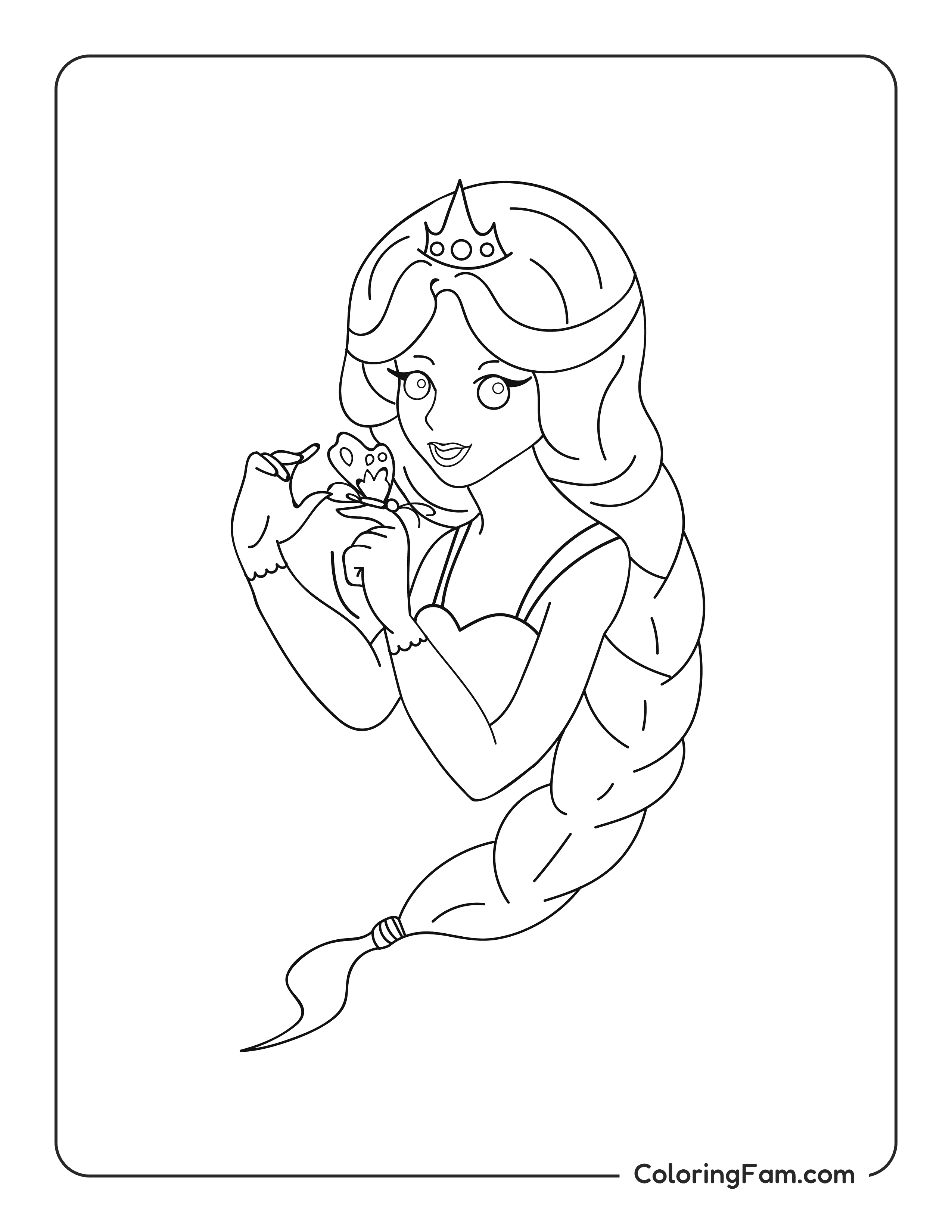 Princess holding a butterfly coloring page
