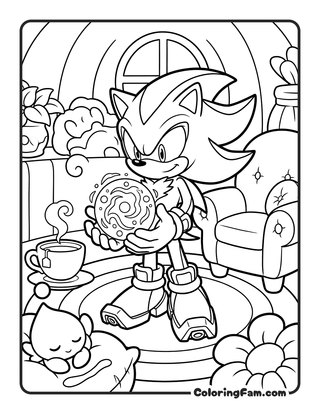 Shadow Chaos Energy Glowing Hand coloring page