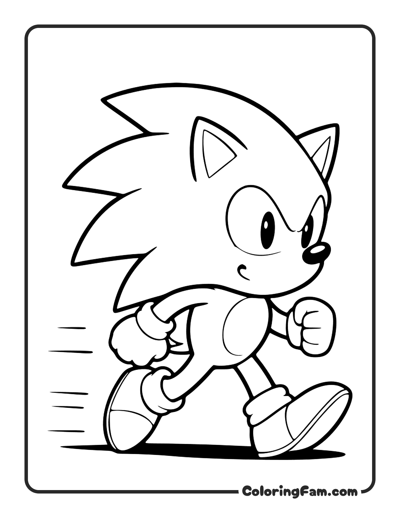 Sonic Running Fast Speed Lines coloring page
