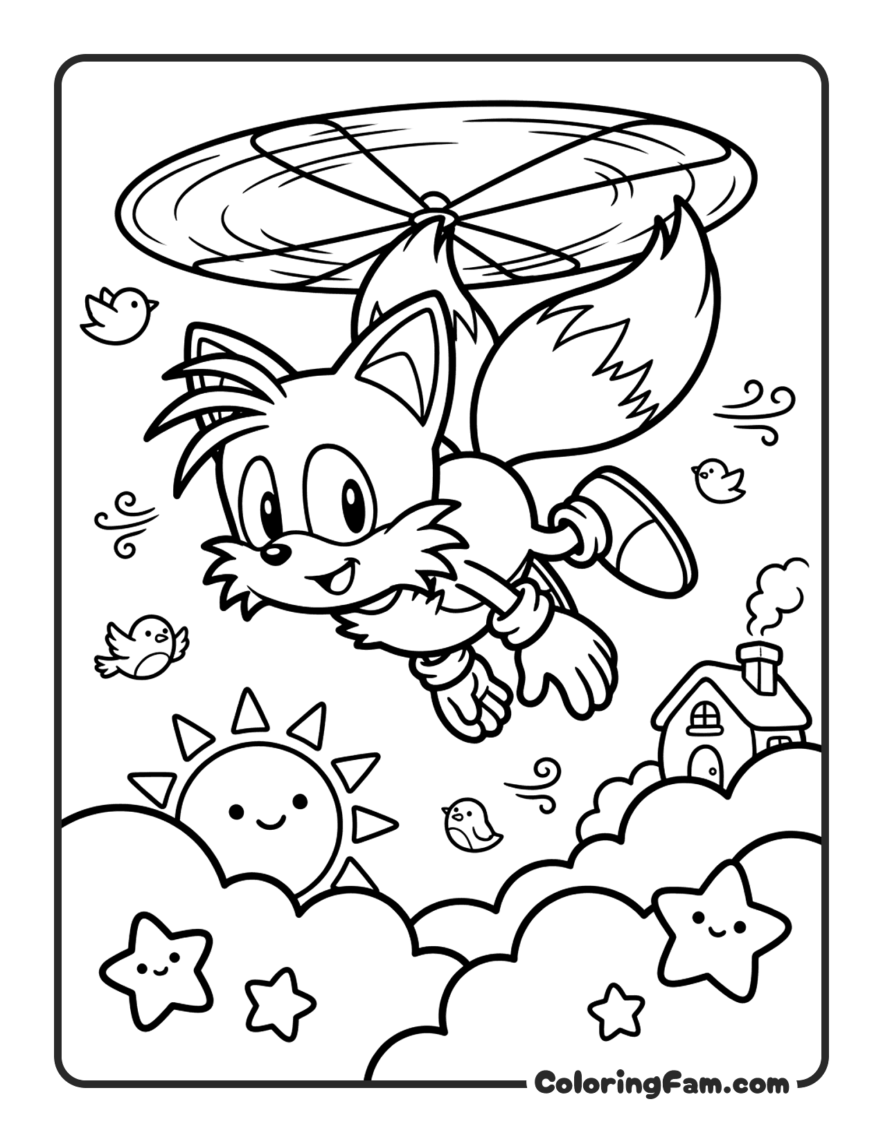 Tails Flying Spinning Tails coloring page