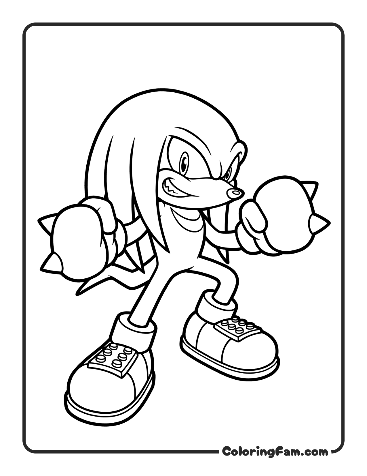Knuckles Fighting Pose coloring page