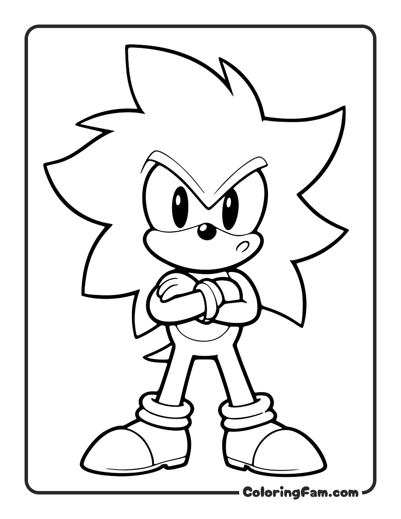 Shadow The Hedgehog Arms Crossed coloring page
