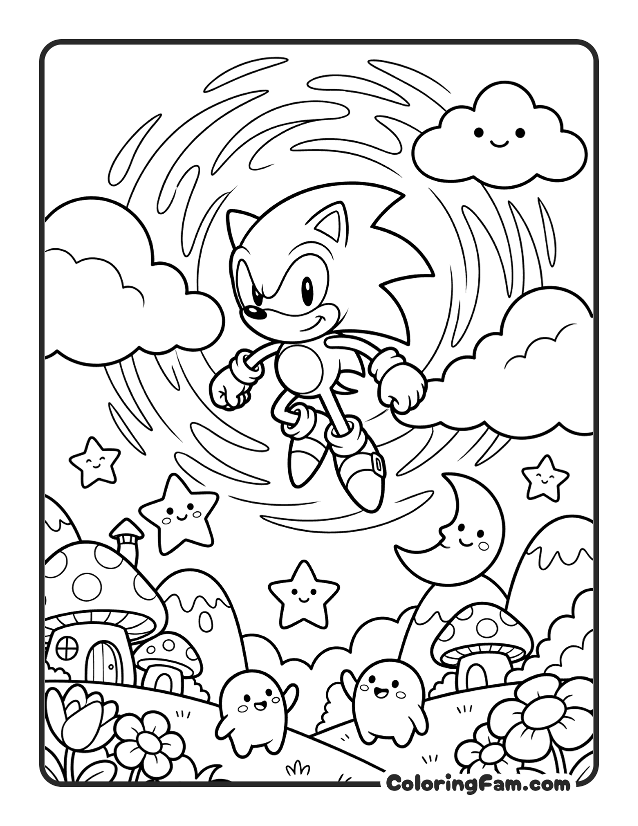 Super Sonic Flying Golden Glow coloring page