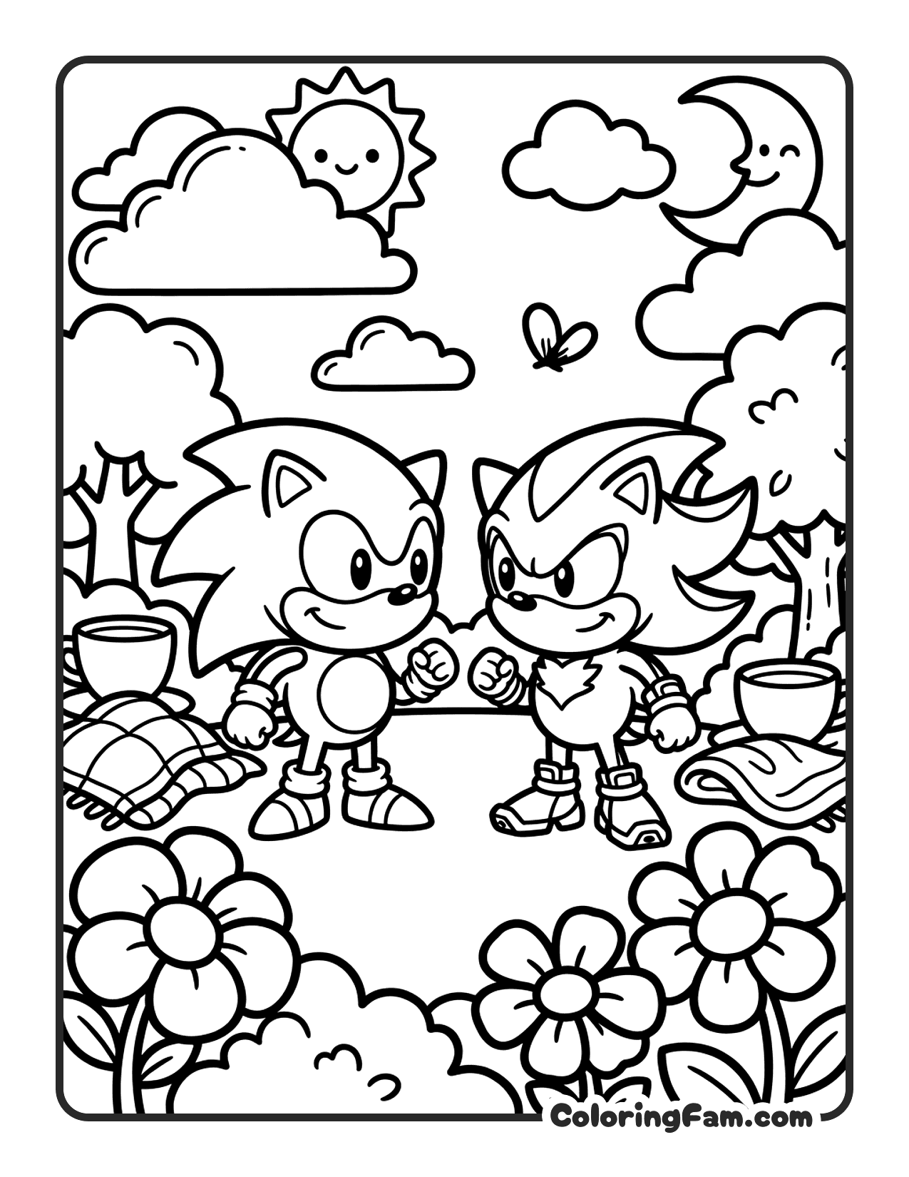 Sonic Vs Shadow Rival Standoff coloring page