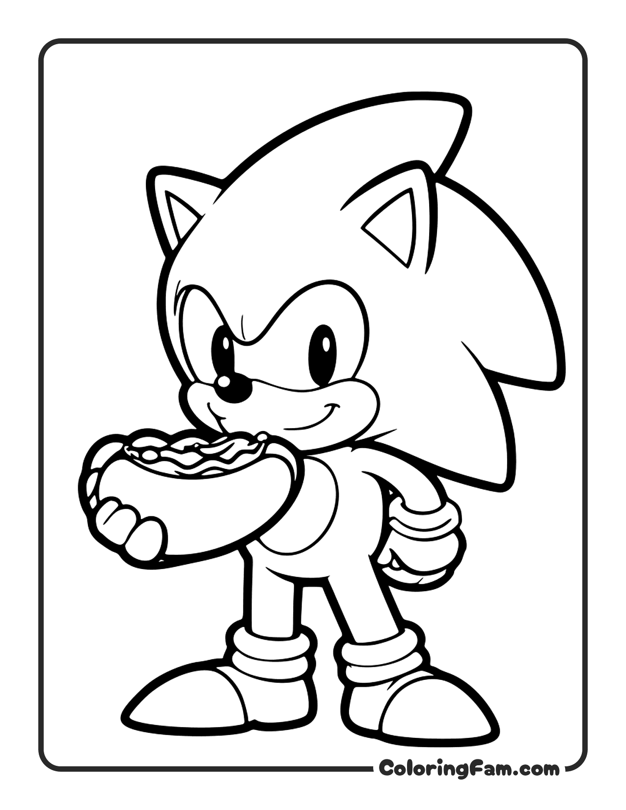 Sonic Eating Chili Dog coloring page