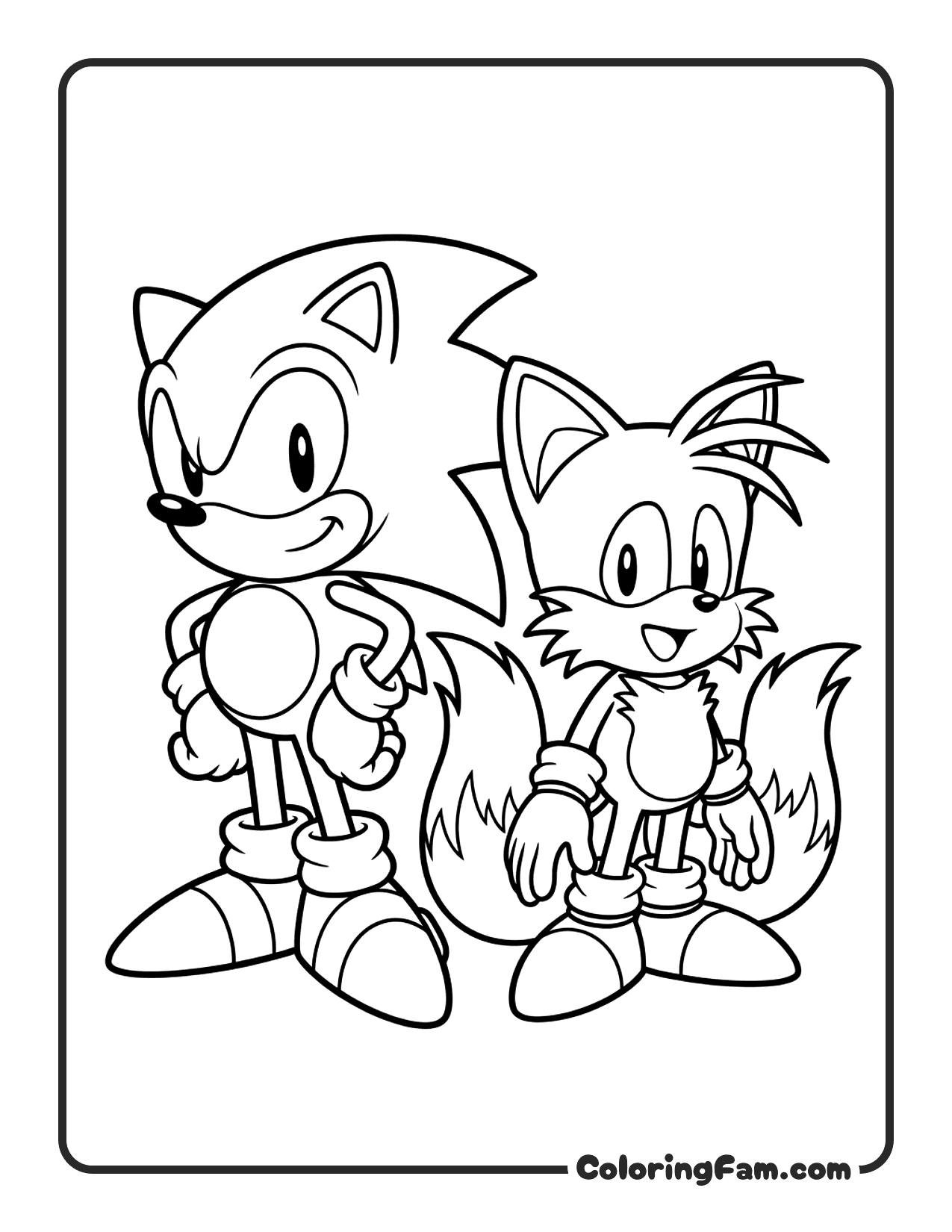 Sonic And Tails Standing Together coloring page