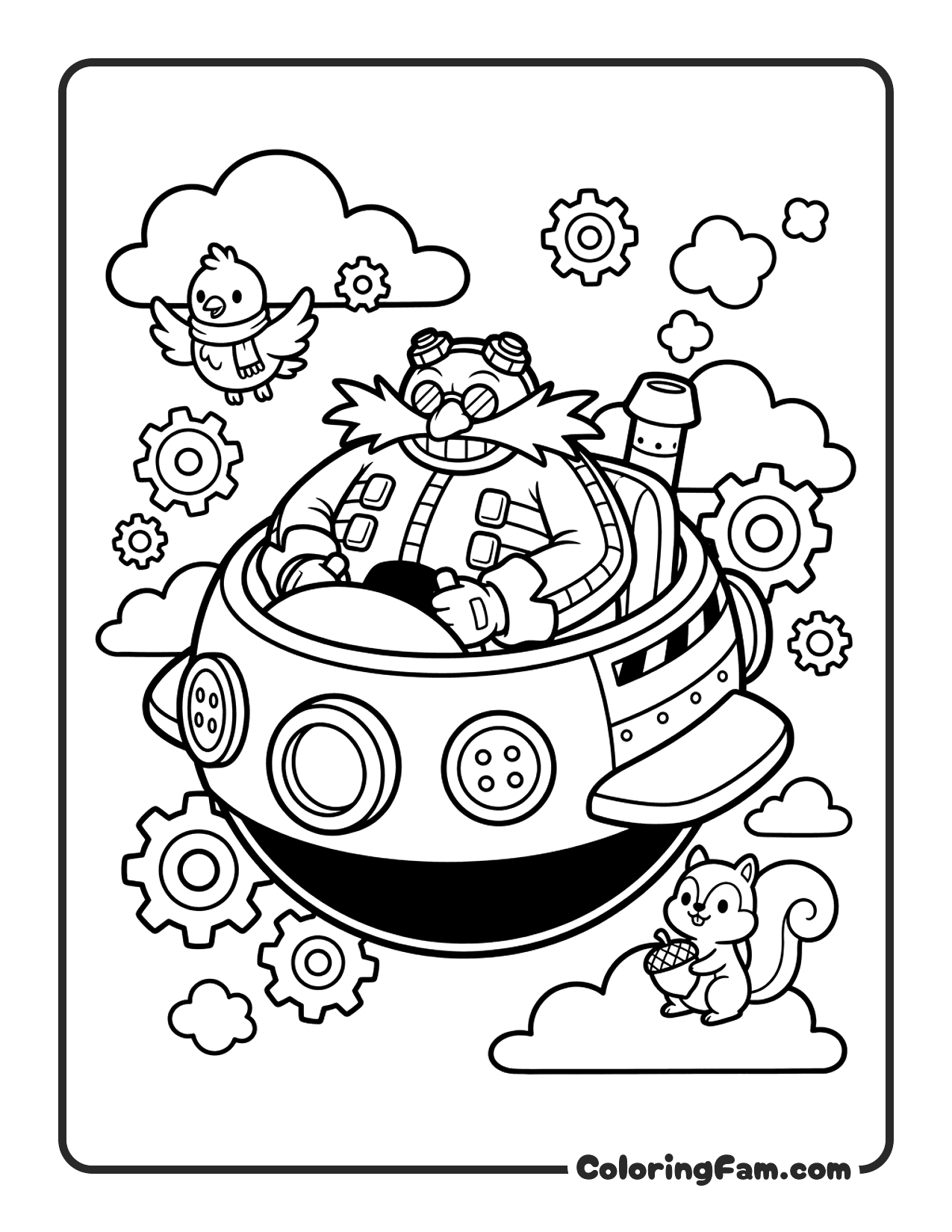 Dr Eggman Egg Mobile Robot coloring page