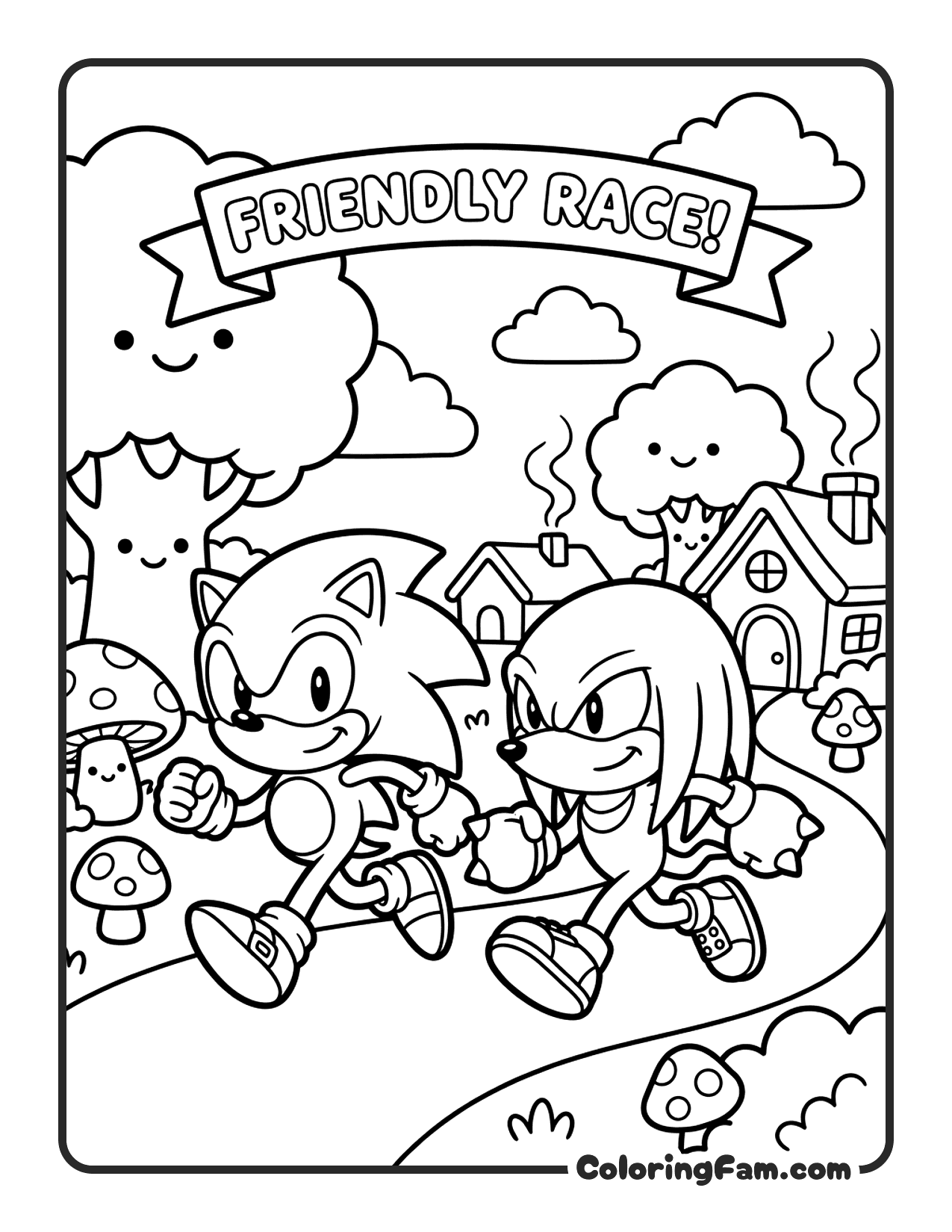 Sonic And Knuckles Racing coloring page