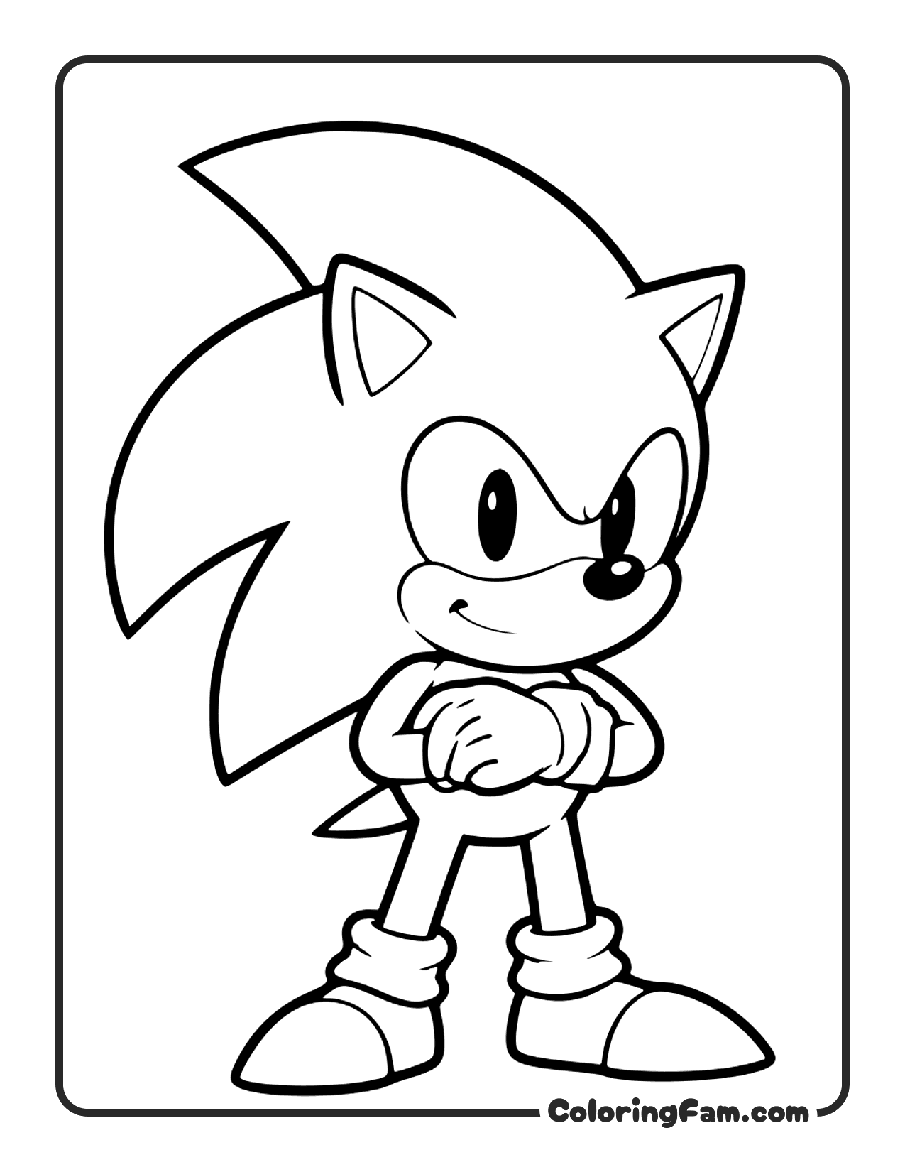 Sonic Arms Crossed Looking Cool coloring page