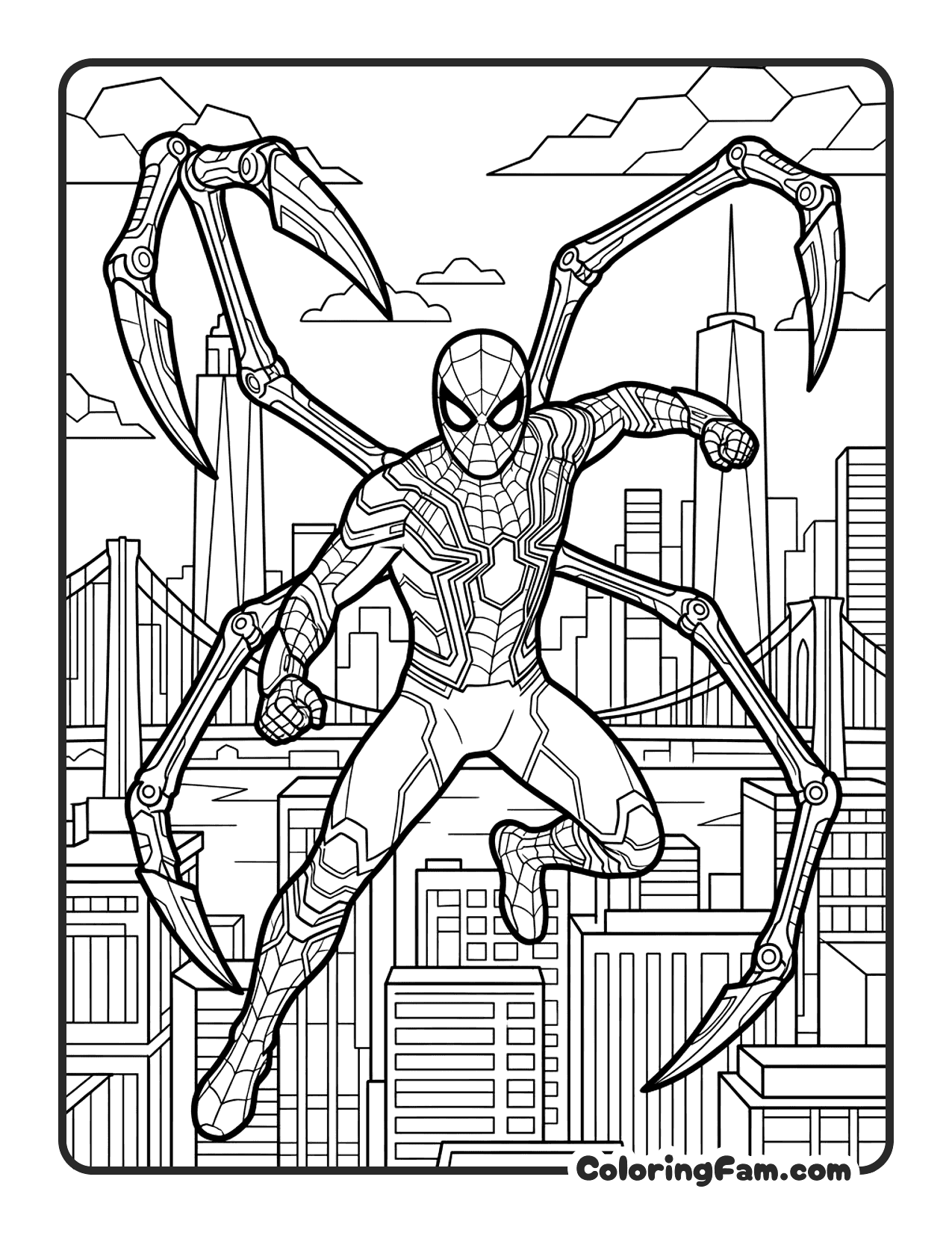 Iron Spider Mechanical Arms coloring page