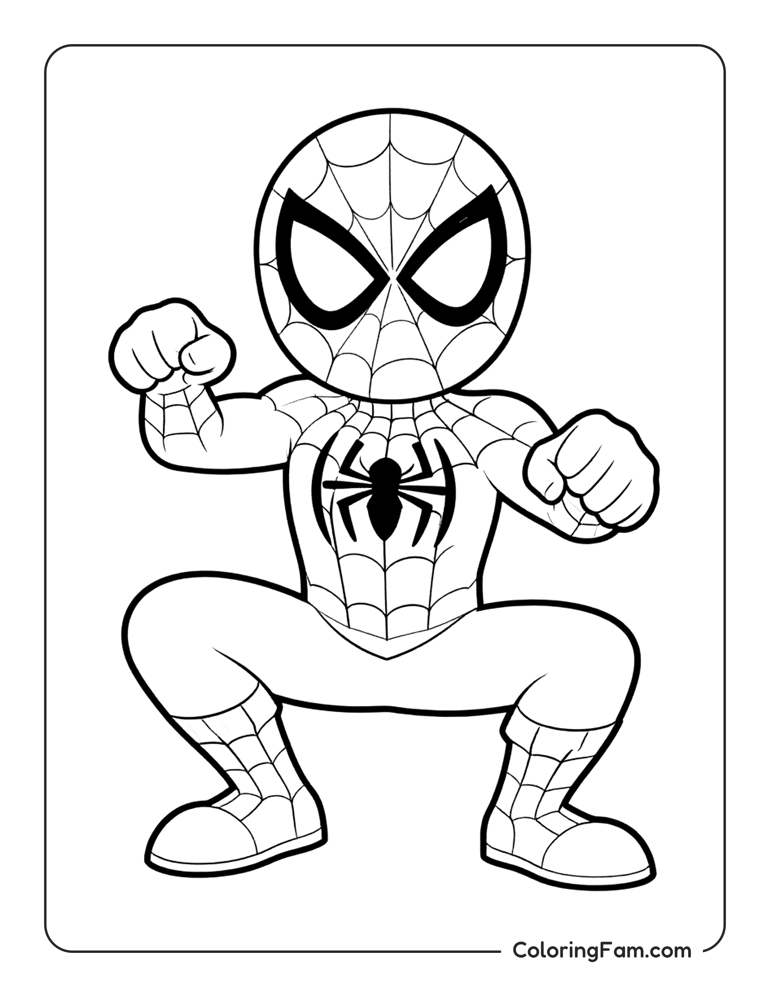 Spiderman Crouching Pose coloring page