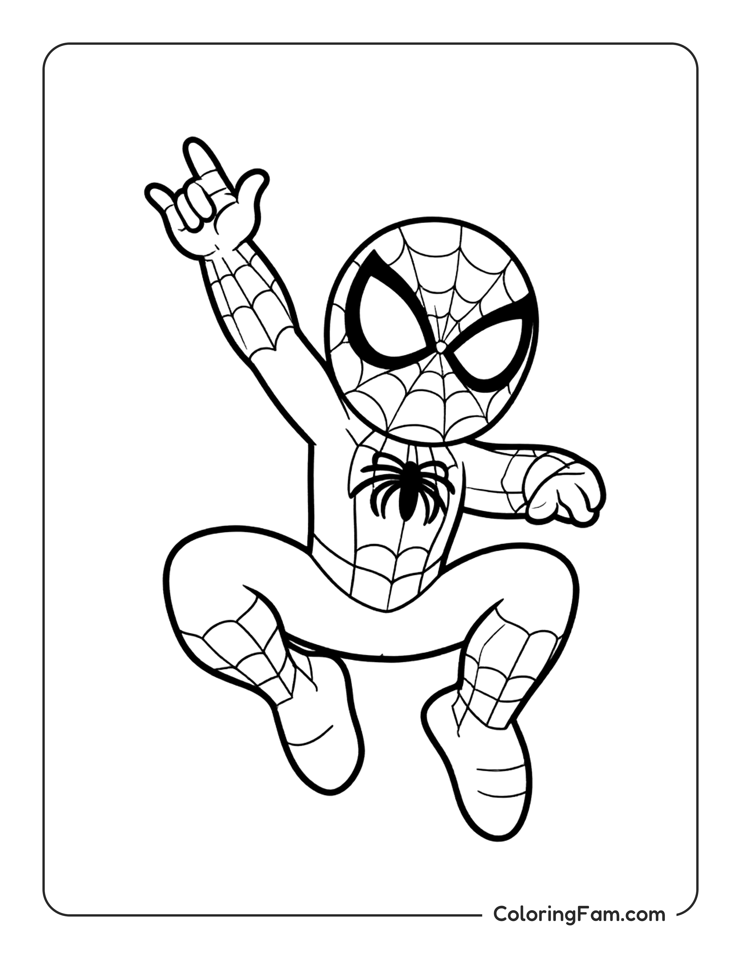 Spiderman Doing Hand Gesture coloring page