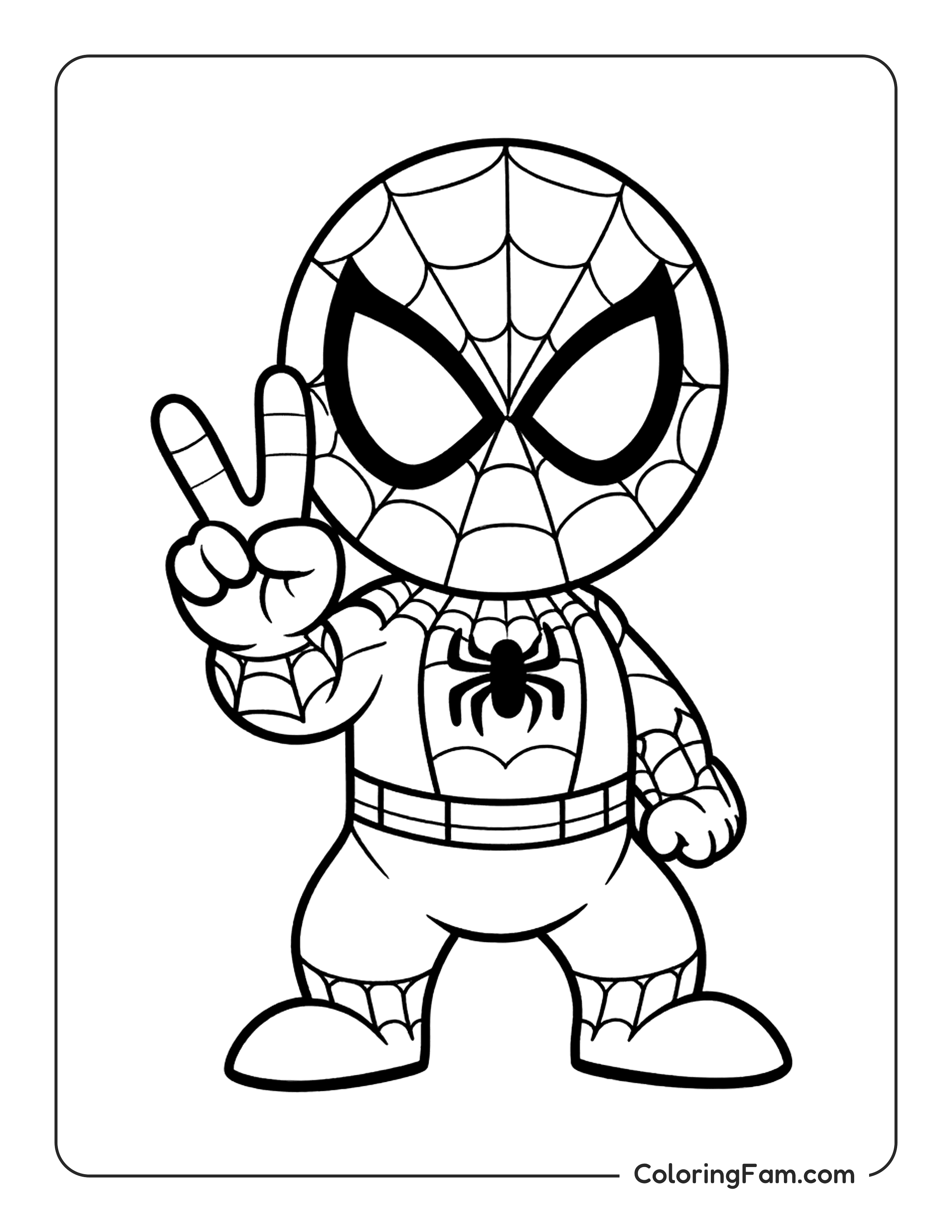 Spiderman Giving Peace Sign coloring page
