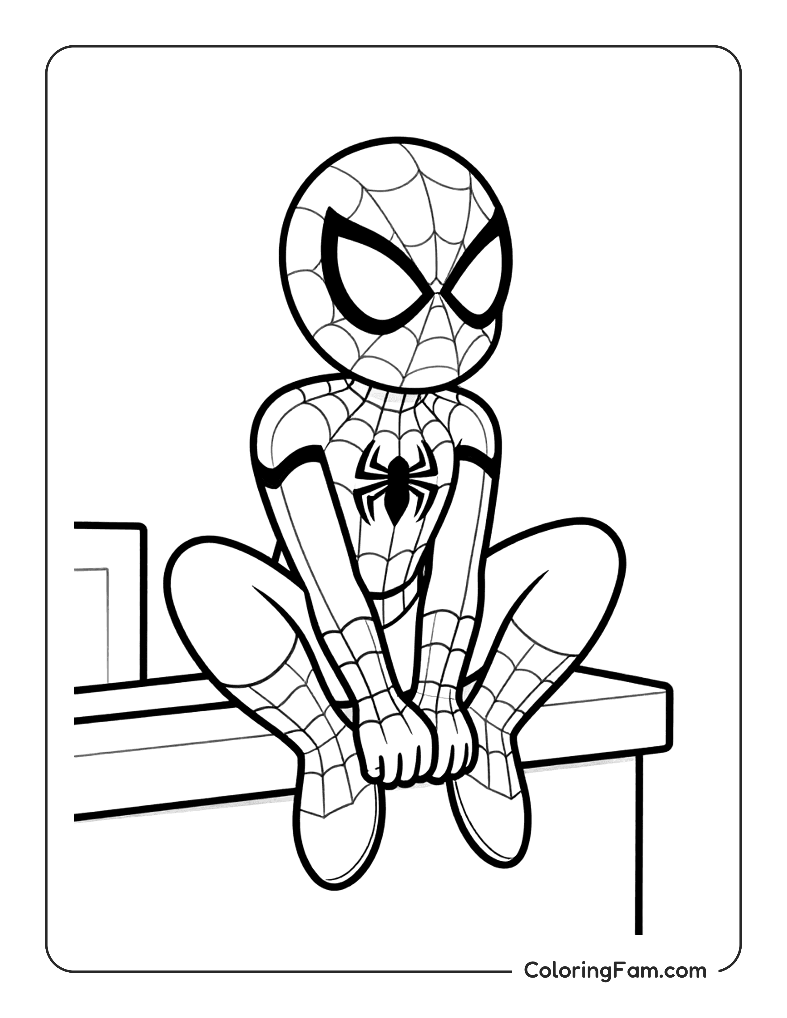 Spiderman Sitting On Ledge coloring page