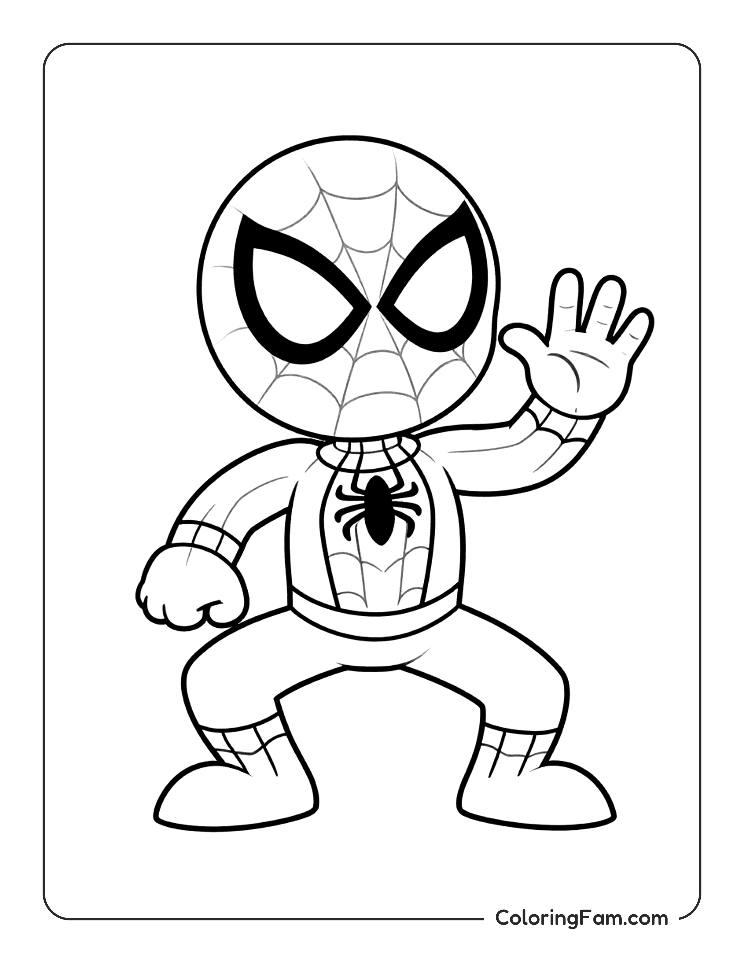 Spiderman Waving Hand coloring page