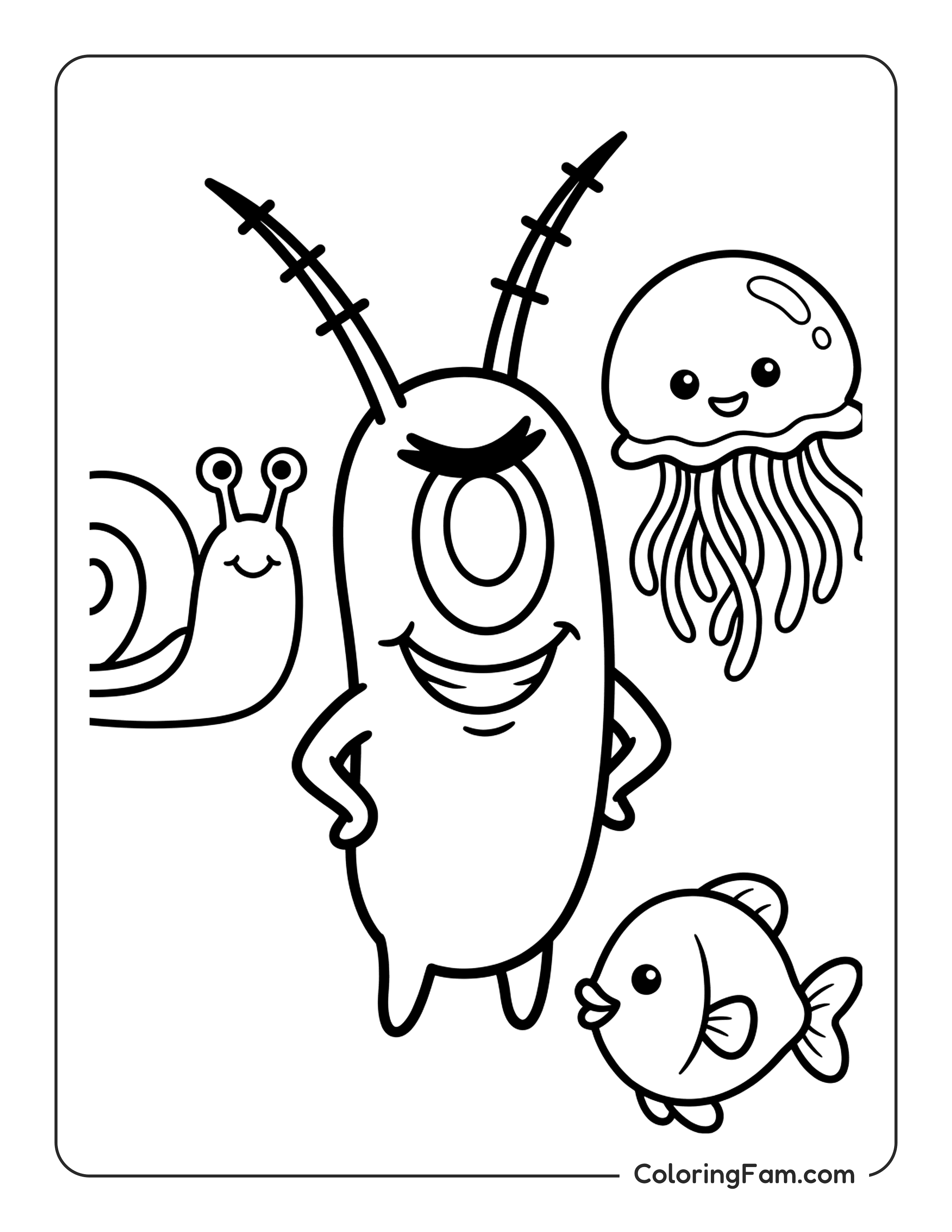 Plankton With Jellyfish coloring page