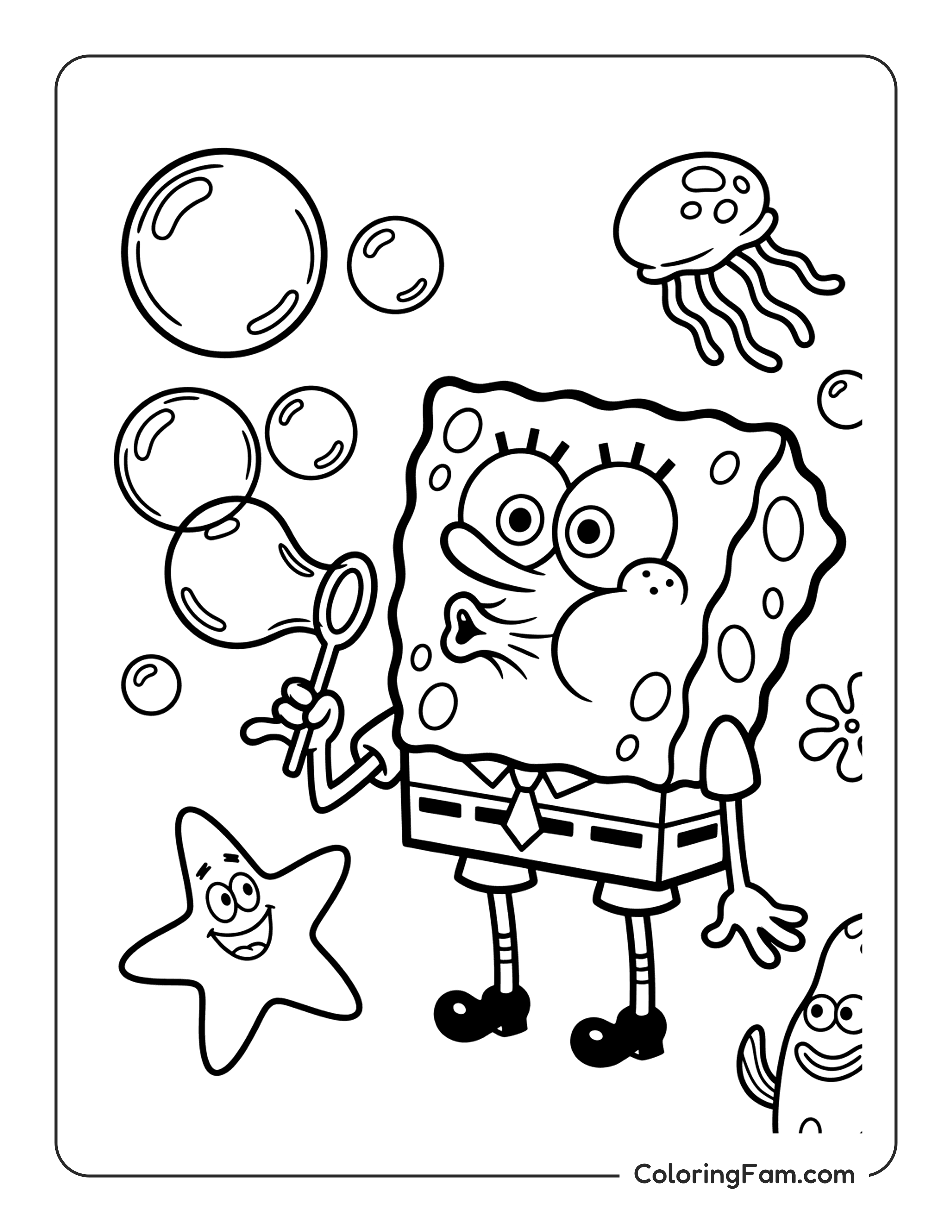 Spongebob Blowing Bubbles coloring page