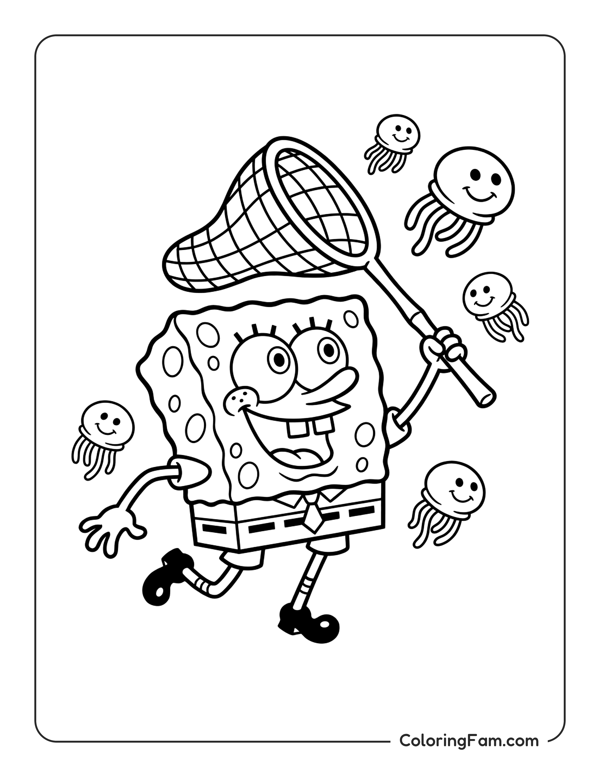 Spongebob Catching Jellyfish coloring page