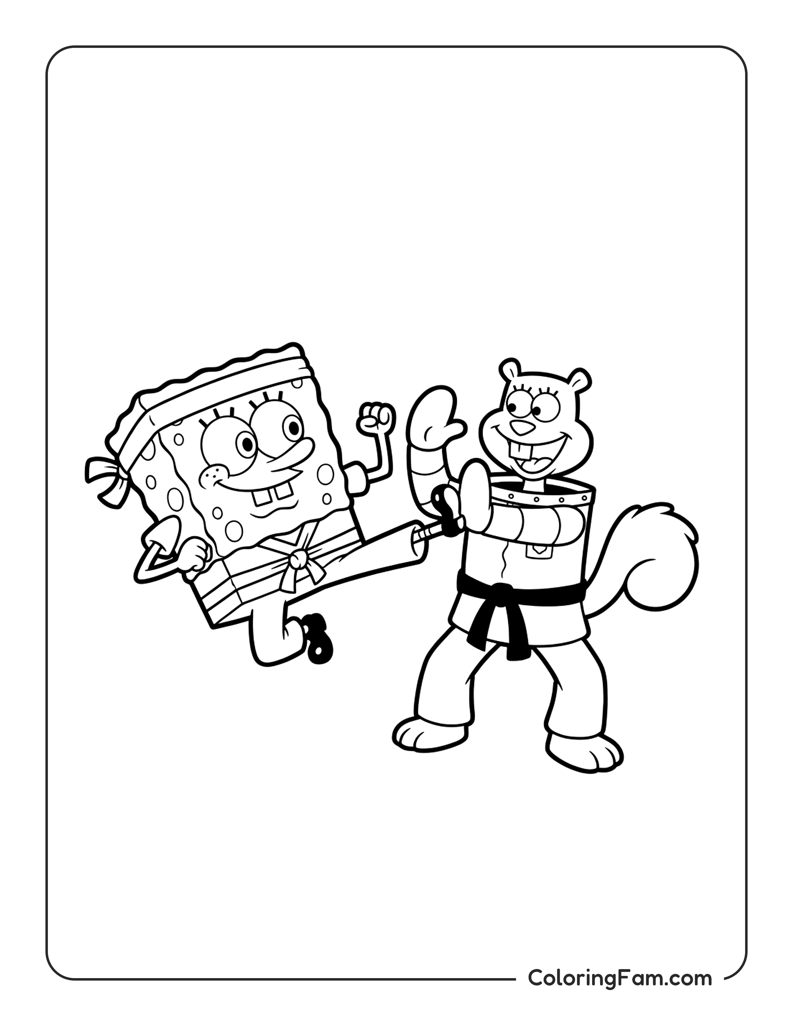 Spongebob Karate Kicking coloring page